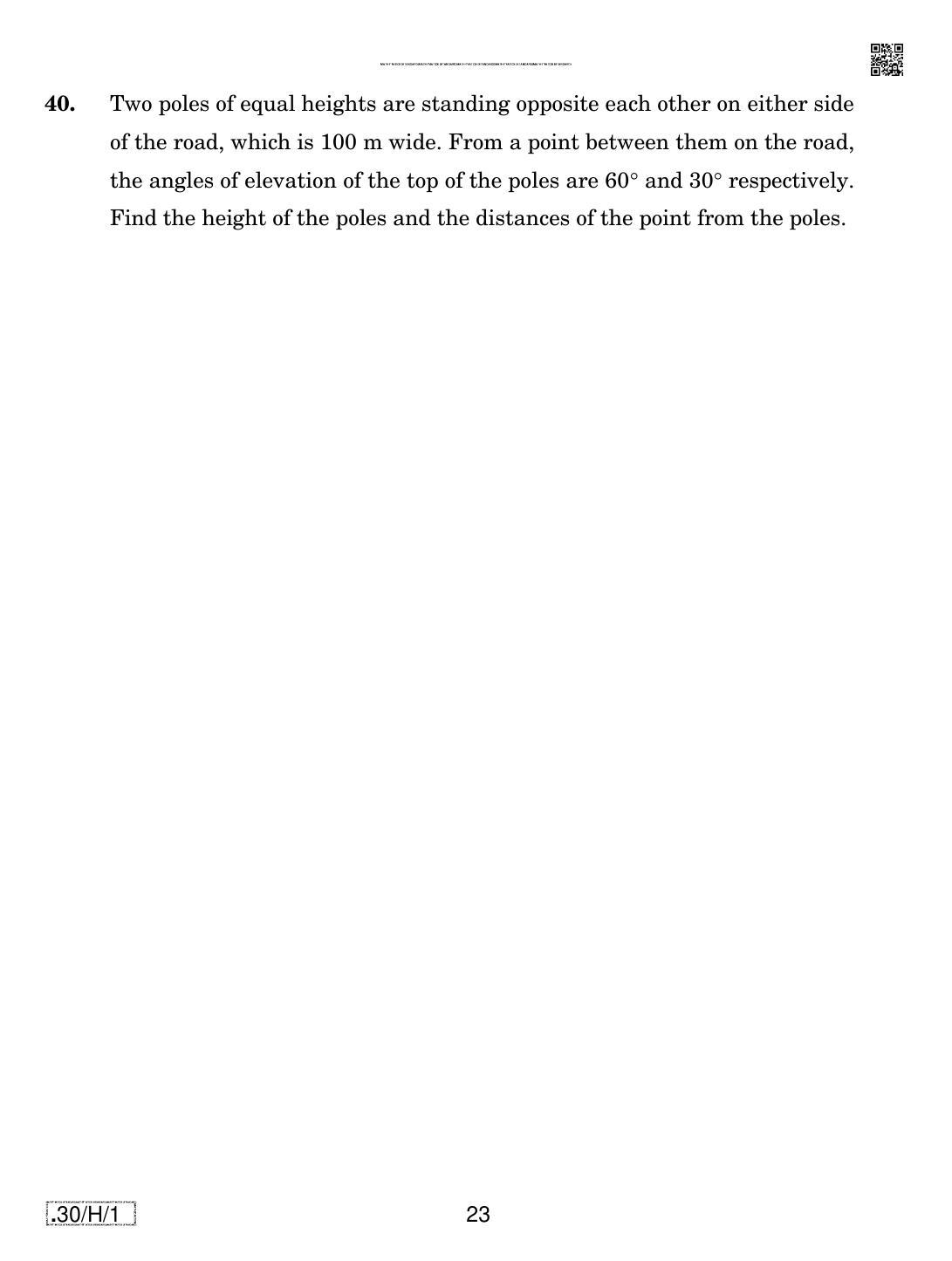 CBSE Class 10 30-C-1 - Maths (Standard) 2020 Compartment Question Paper - Page 23