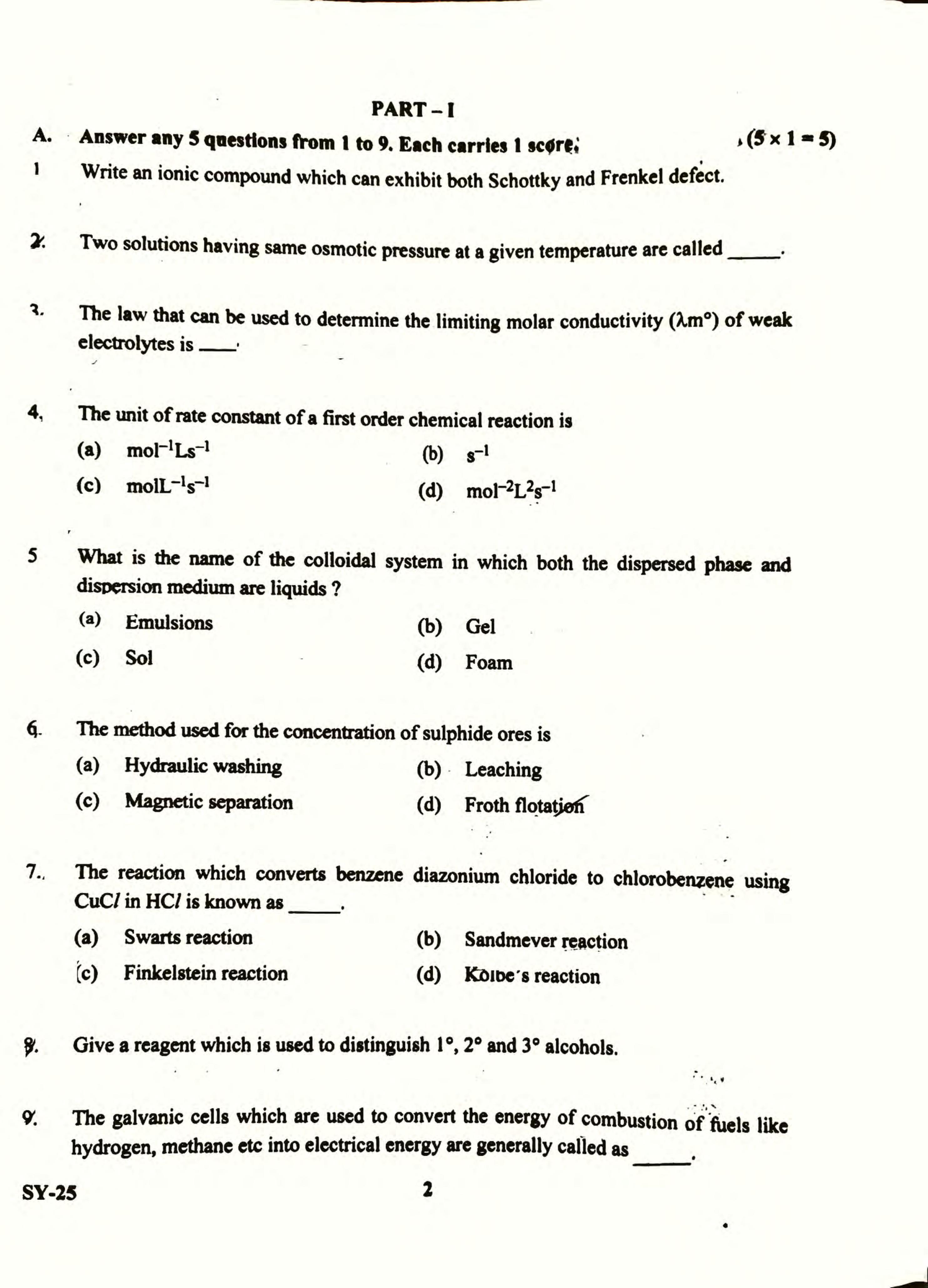 Kerala Plus Two 2022 Chemistry Question Paper - Page 2