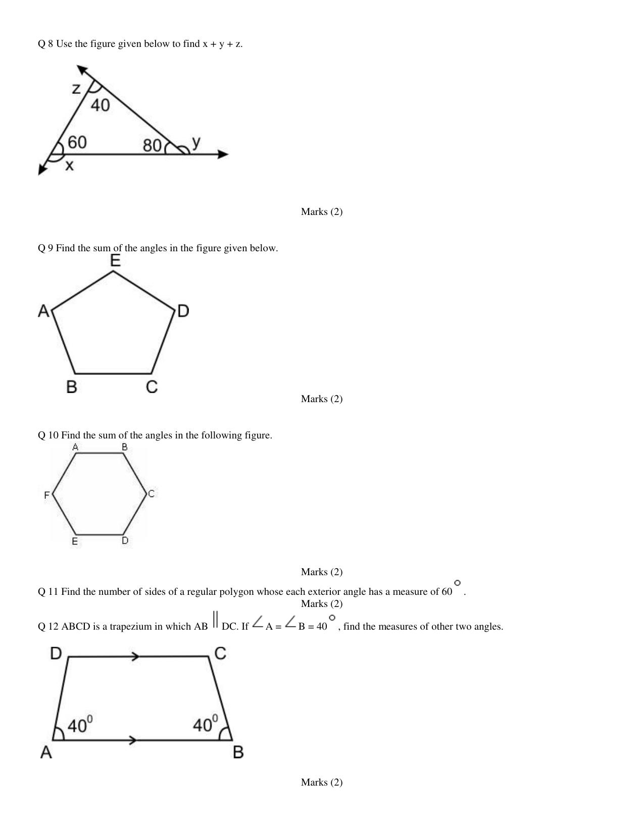 CBSE Worksheets for Class 8 Mathematics Understanding Quadrilaterals Assignment 12 - Page 2