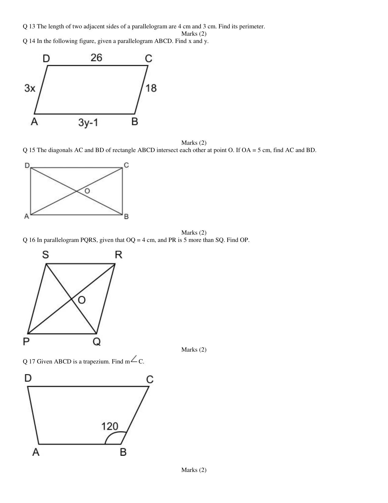 CBSE Worksheets for Class 8 Mathematics Understanding Quadrilaterals Assignment 12 - Page 3