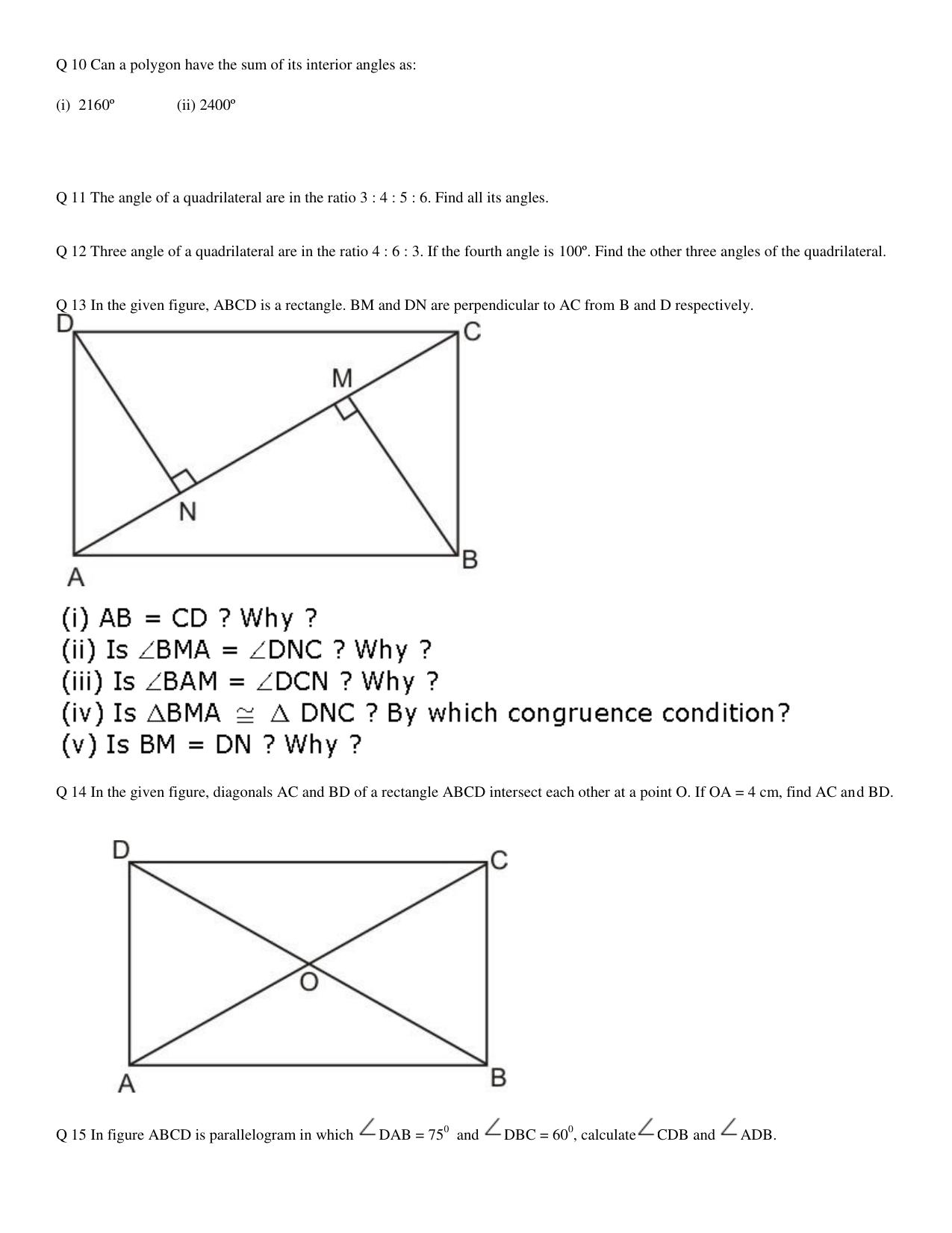 CBSE Worksheets for Class 8 Mathematics Understanding Quadrilaterals Assignment 12 - Page 12