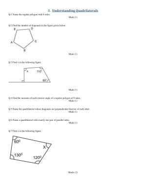 CBSE Worksheets for Class 8 Mathematics Understanding Quadrilaterals Assignment 12