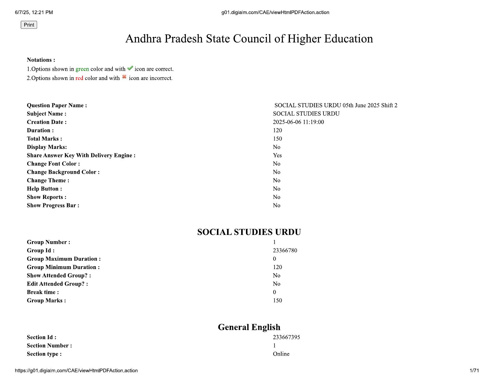 AP EDCET 2025 Social Studies Question Paper with Answer Key (URDU) - Page 1
