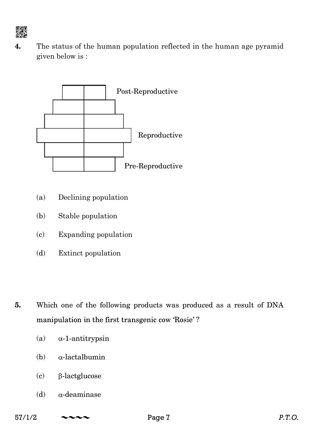 CBSE Class 12 57-1-2 Biology 2023 Question Paper - Page 7