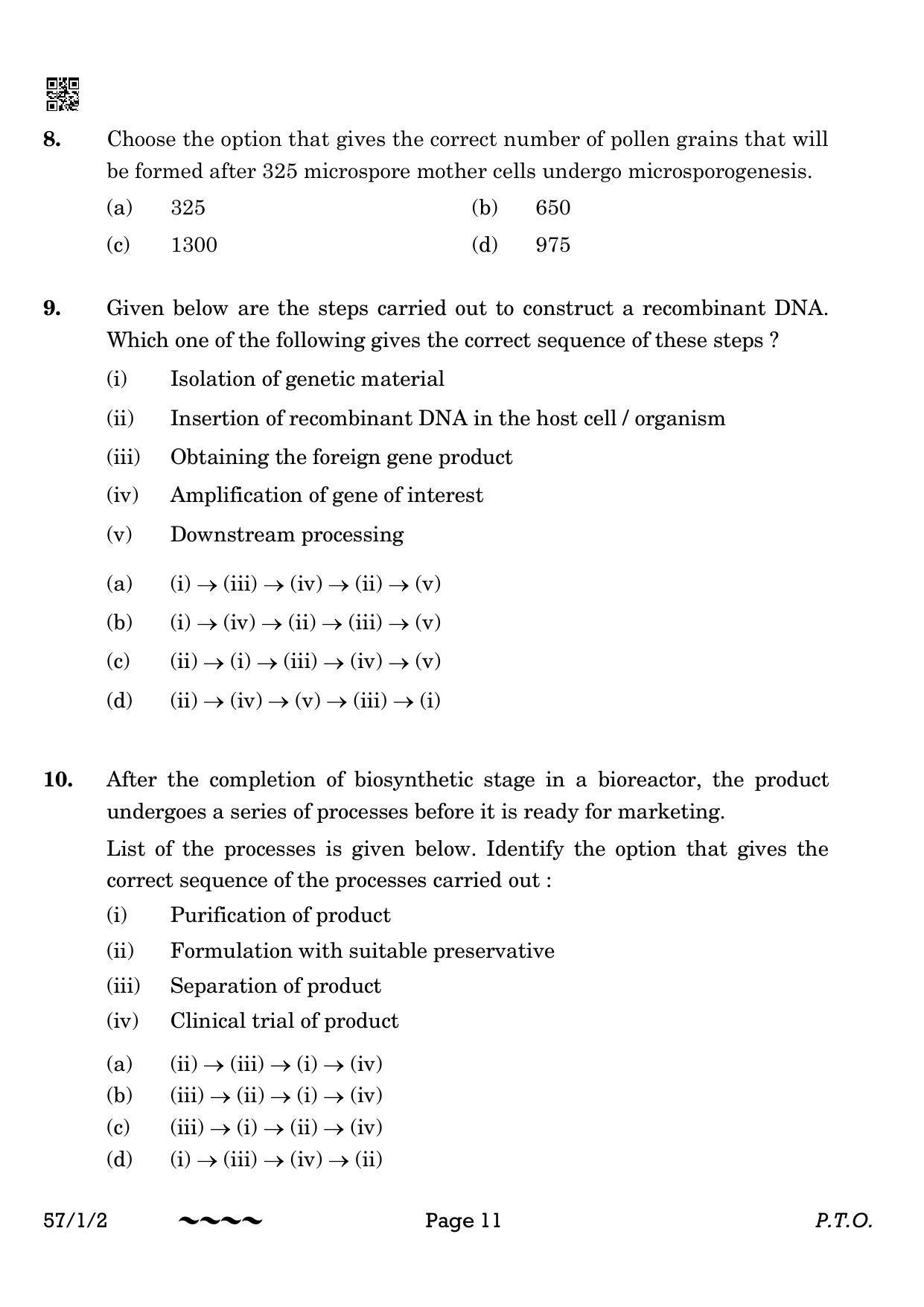 CBSE Class 12 57-1-2 Biology 2023 Question Paper - Page 11