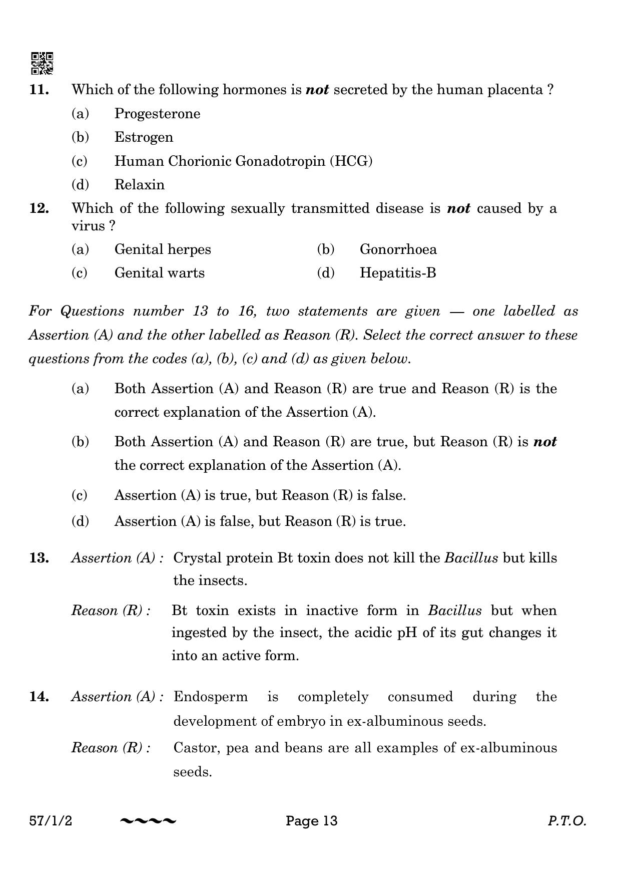 CBSE Class 12 57-1-2 Biology 2023 Question Paper - Page 13