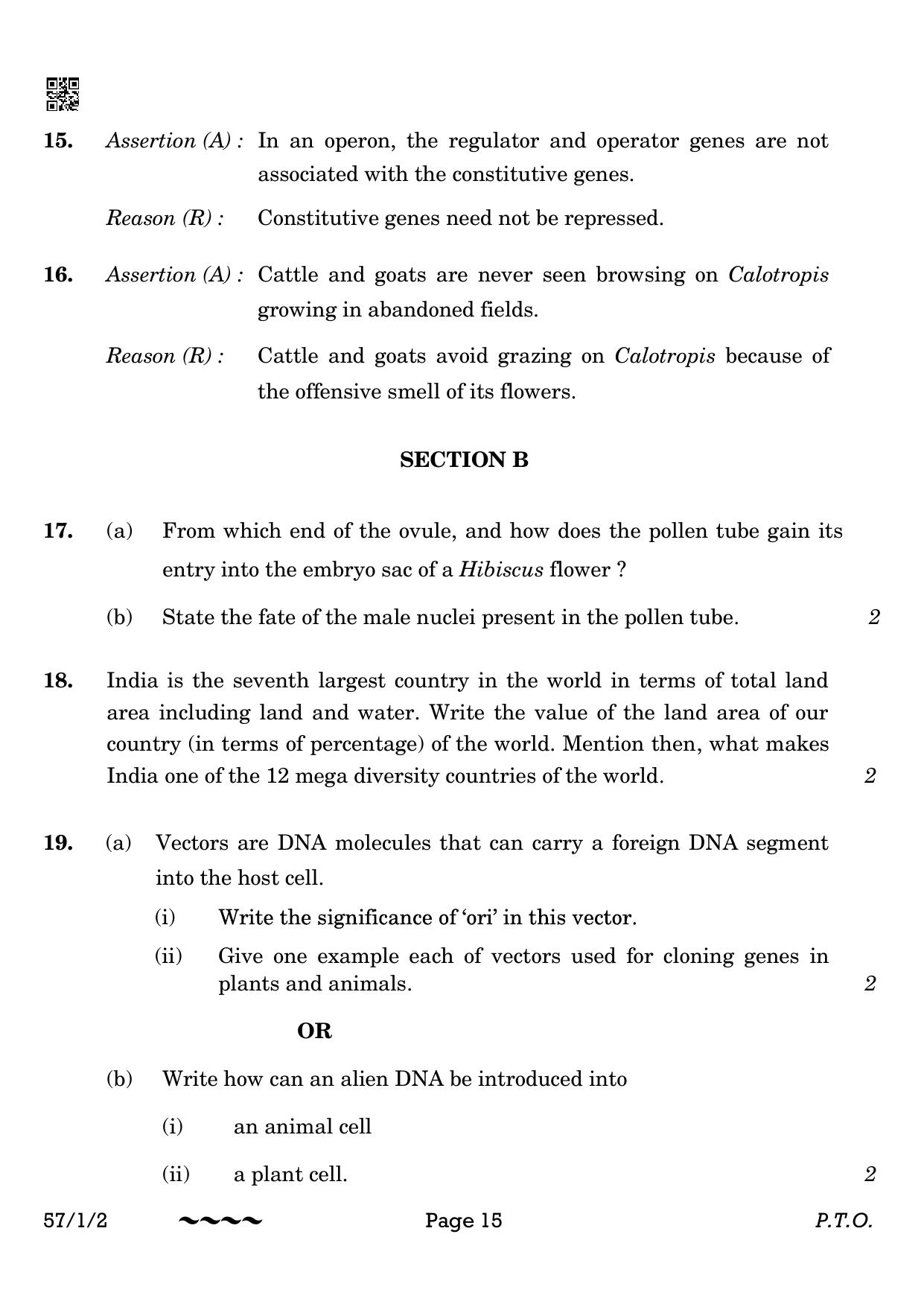 CBSE Class 12 57-1-2 Biology 2023 Question Paper - Page 15
