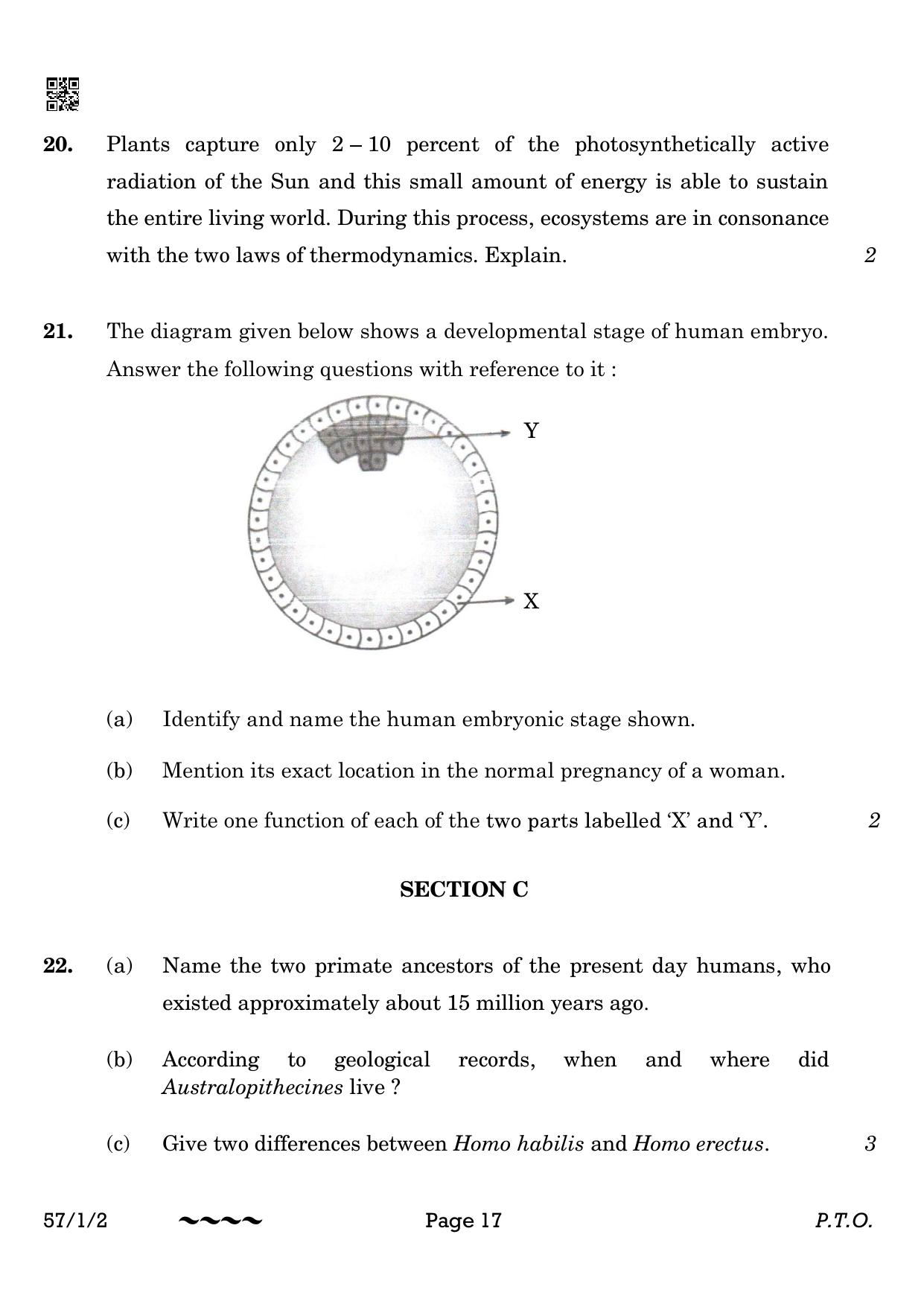 CBSE Class 12 57-1-2 Biology 2023 Question Paper - Page 17