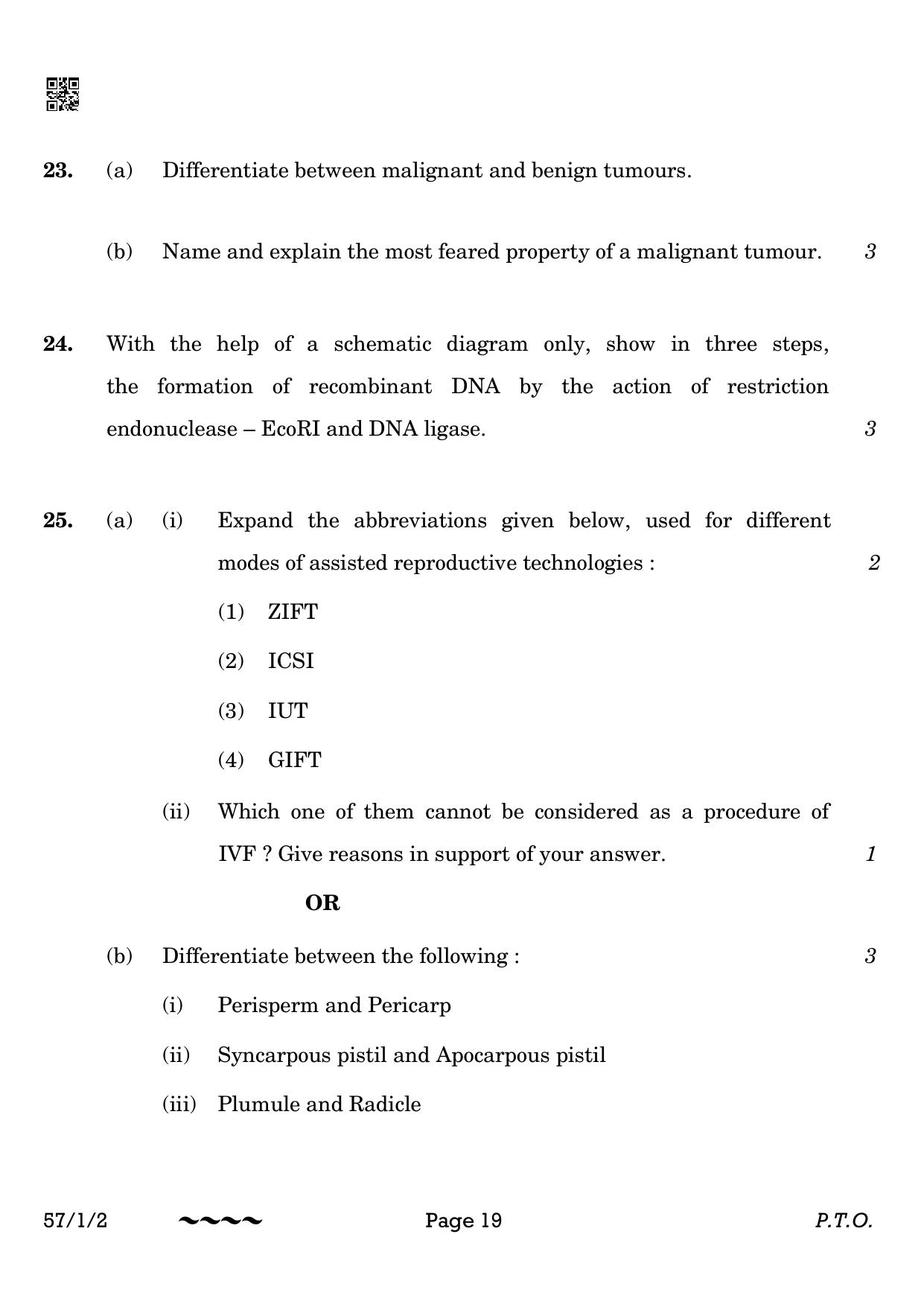 CBSE Class 12 57-1-2 Biology 2023 Question Paper - Page 19