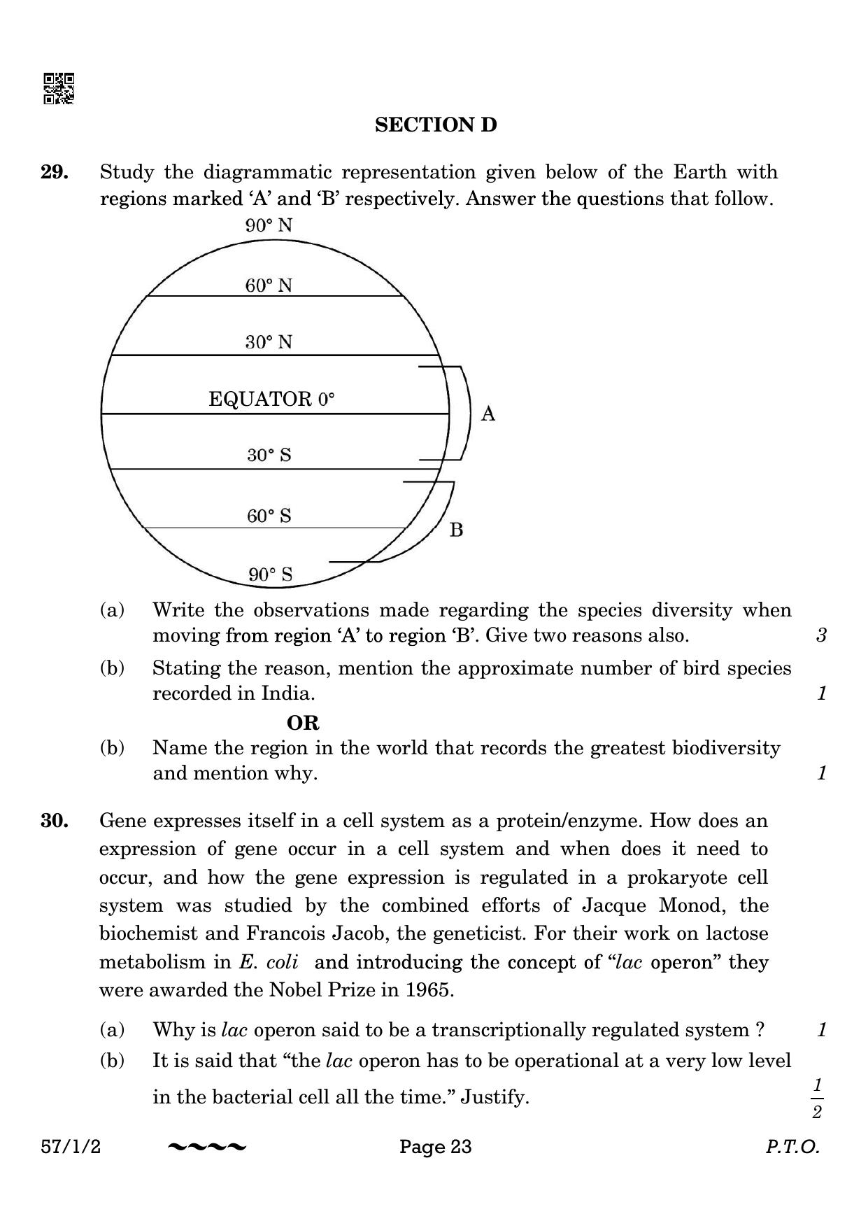 CBSE Class 12 57-1-2 Biology 2023 Question Paper - Page 23