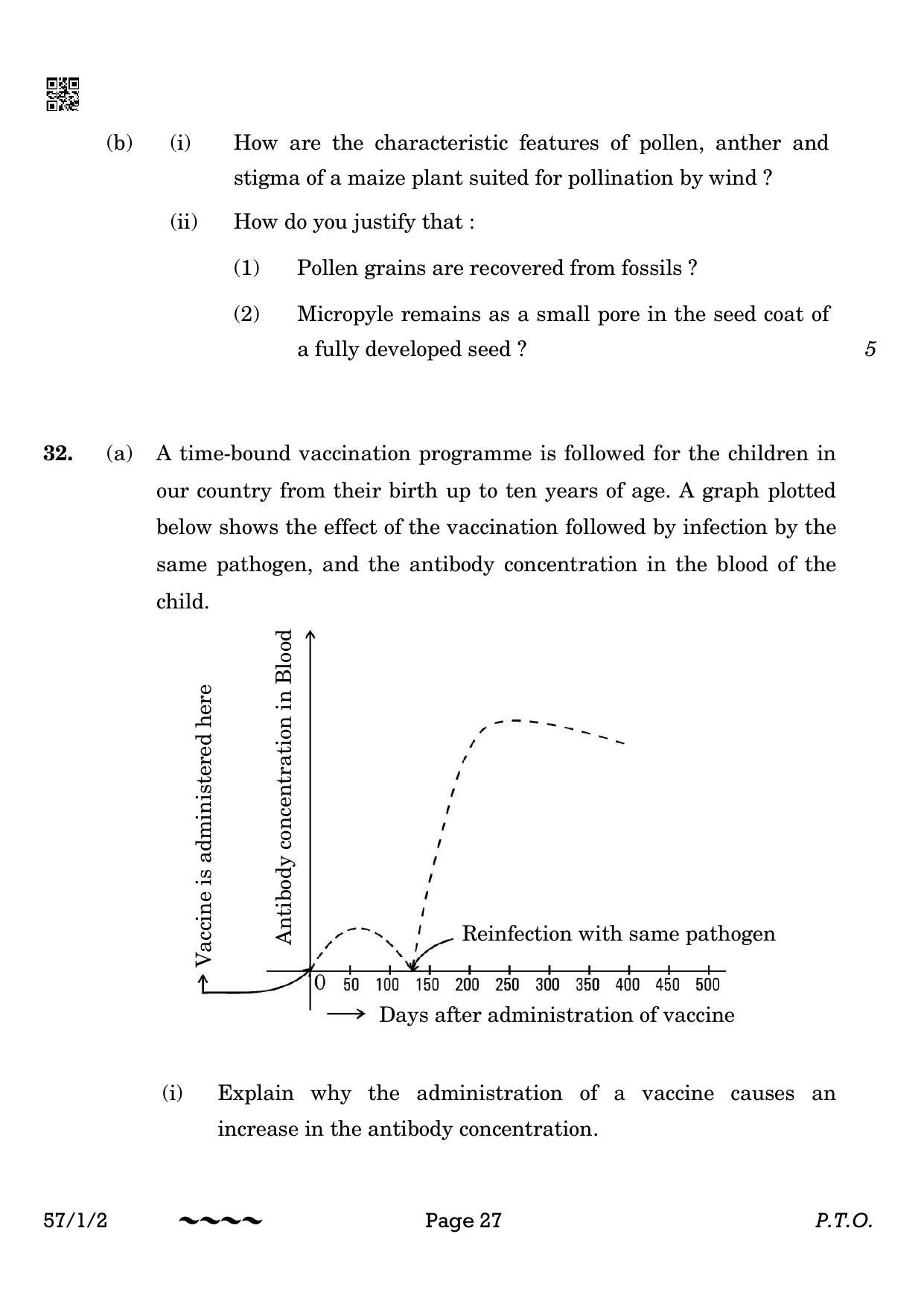 CBSE Class 12 57-1-2 Biology 2023 Question Paper - Page 27