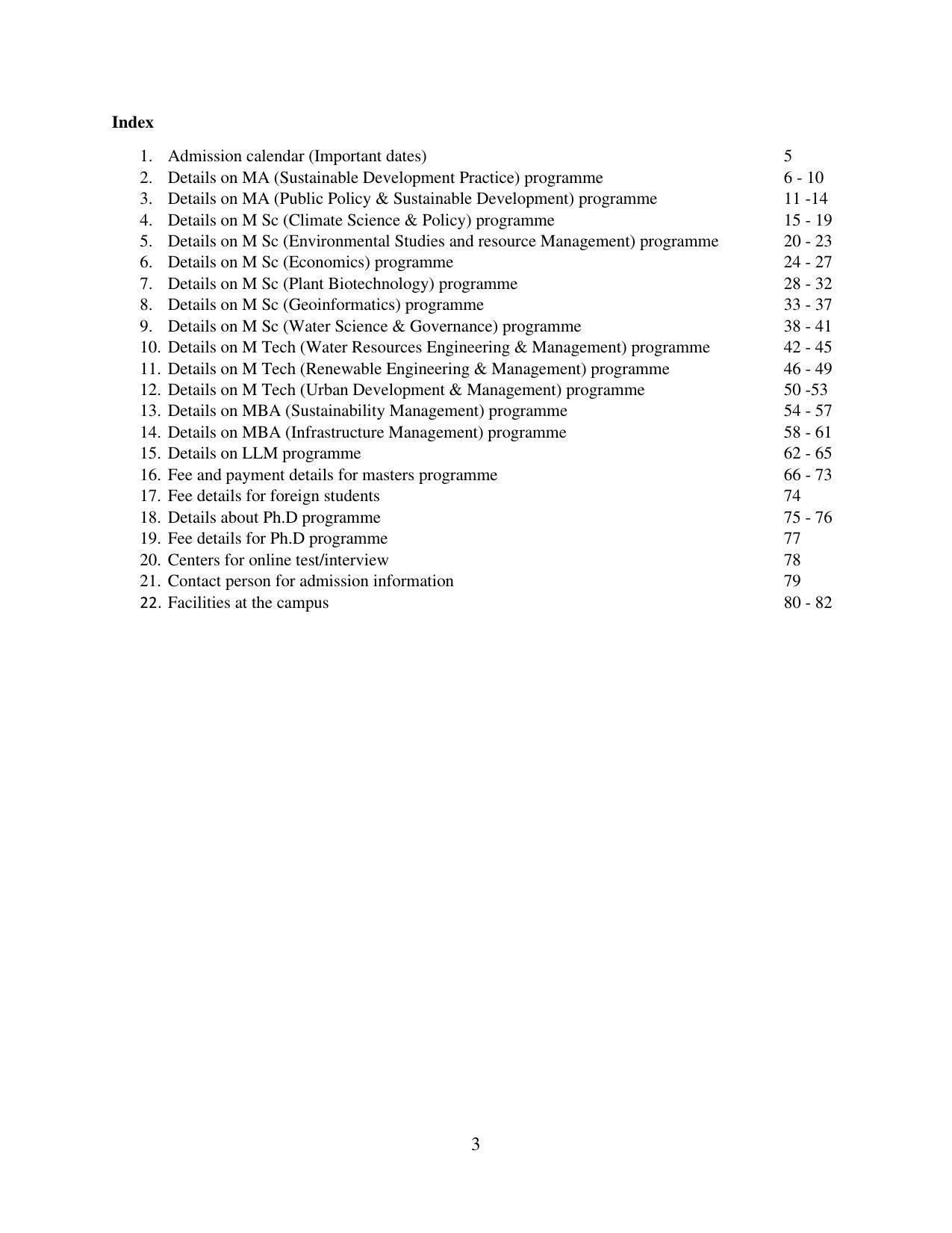 TERI University, Delhi Information Brochure Prospectus 2021-22 - Page 3