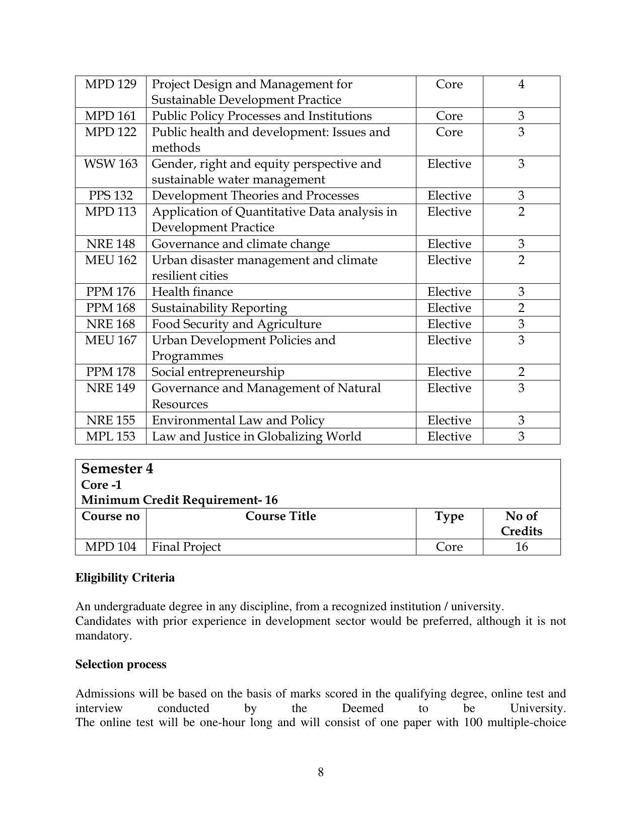 TERI University, Delhi Information Brochure Prospectus 2021-22 - Page 8