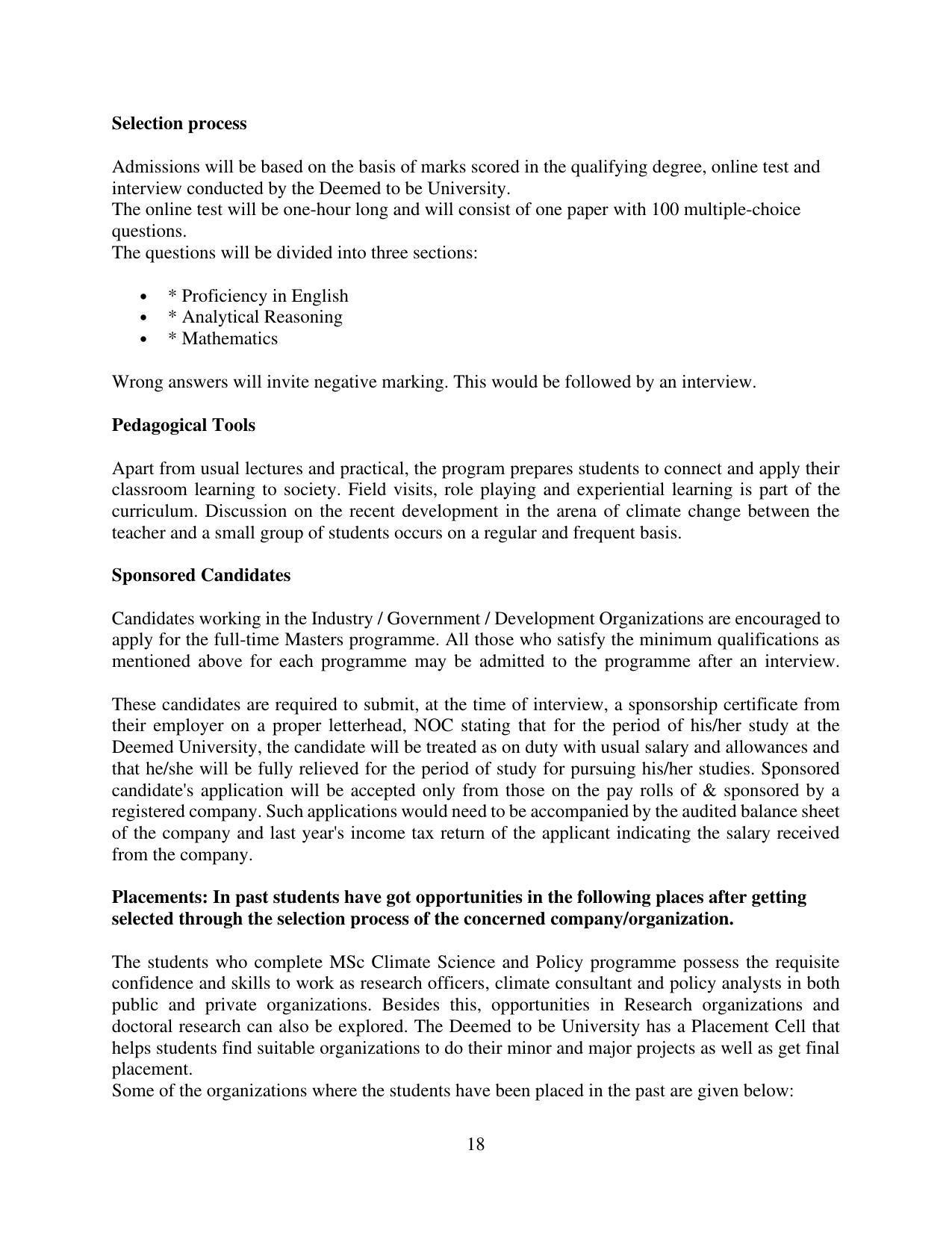 TERI University, Delhi Information Brochure Prospectus 2021-22 - Page 18
