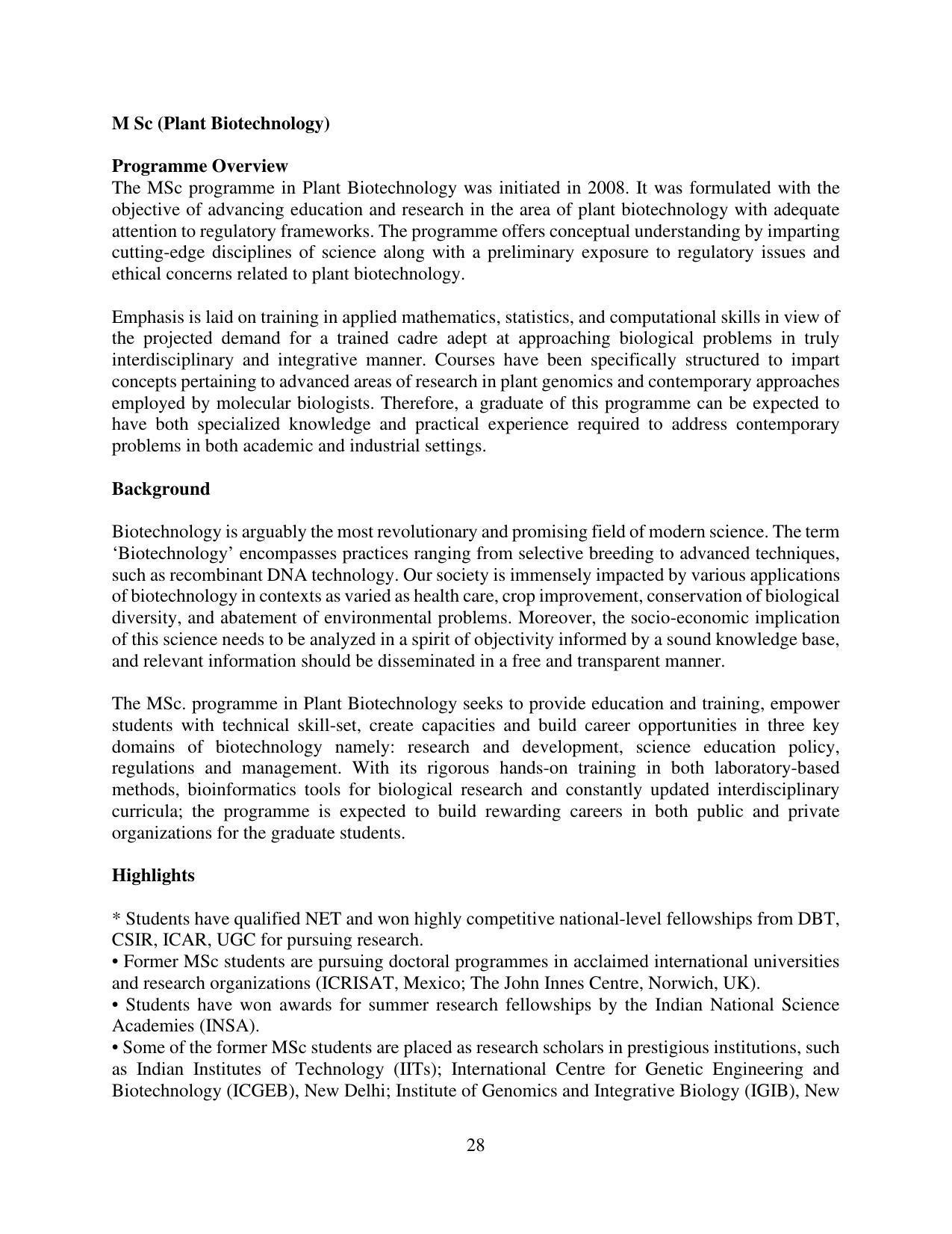 TERI University, Delhi Information Brochure Prospectus 2021-22 - Page 28