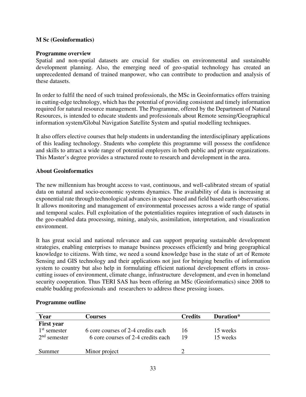 TERI University, Delhi Information Brochure Prospectus 2021-22 - Page 33