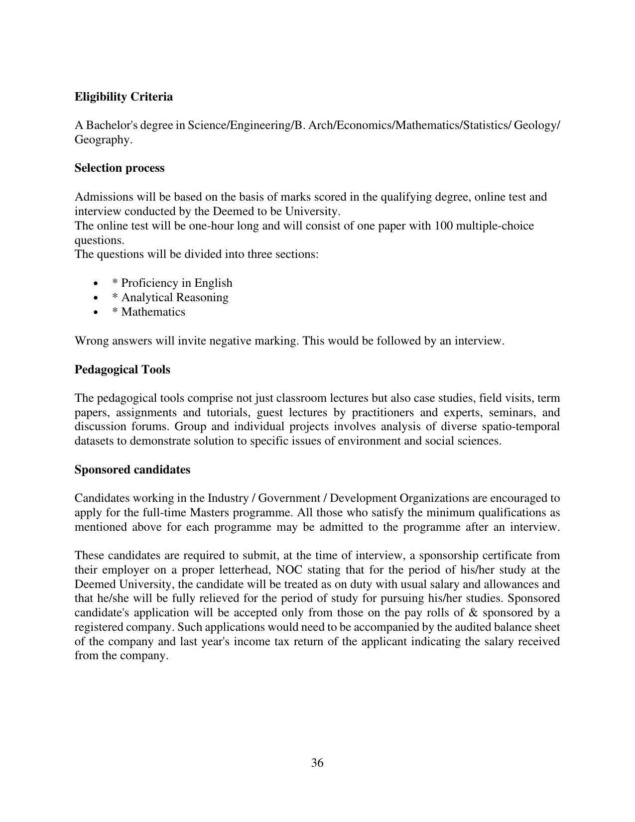 TERI University, Delhi Information Brochure Prospectus 2021-22 - Page 36