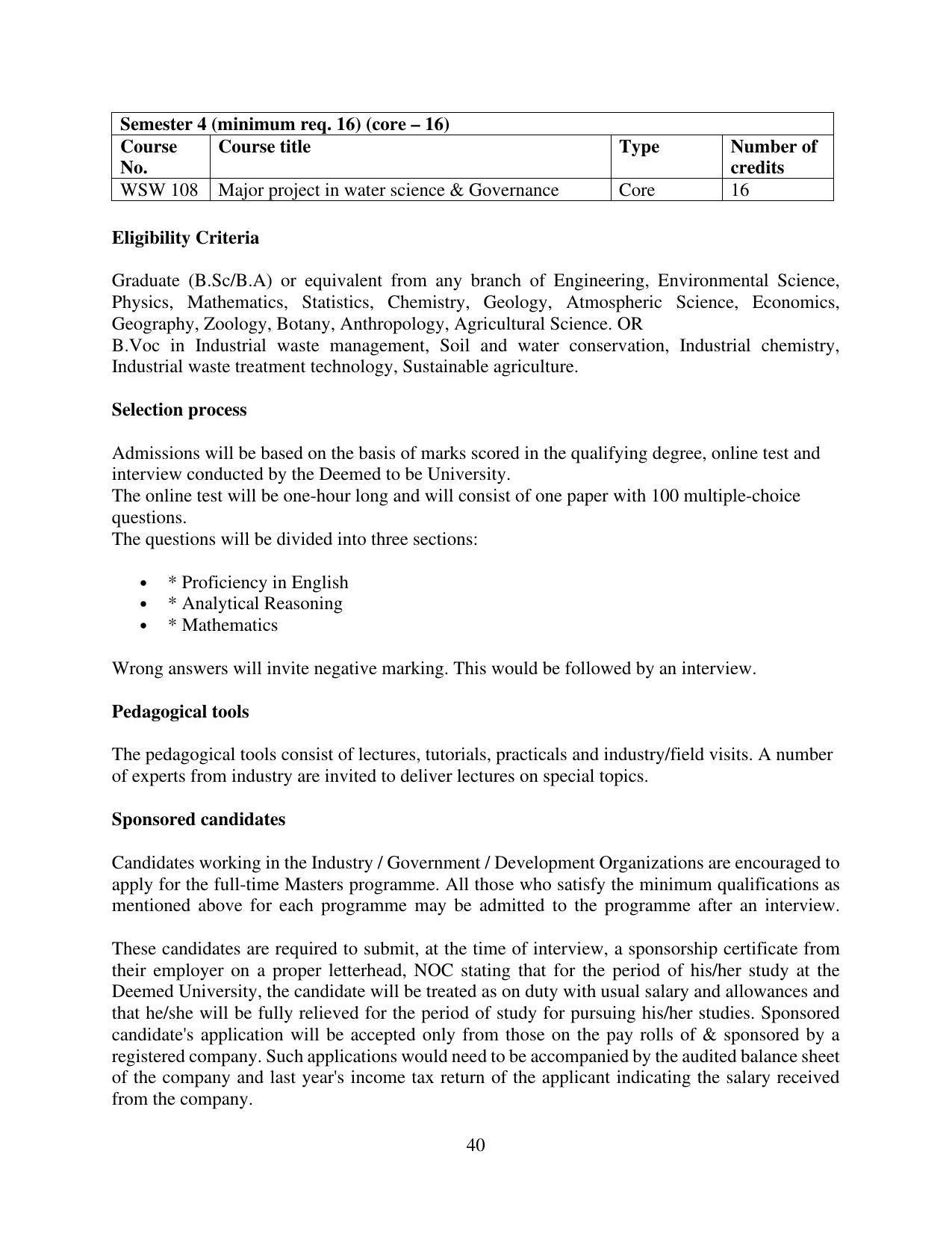 TERI University, Delhi Information Brochure Prospectus 2021-22 - Page 40