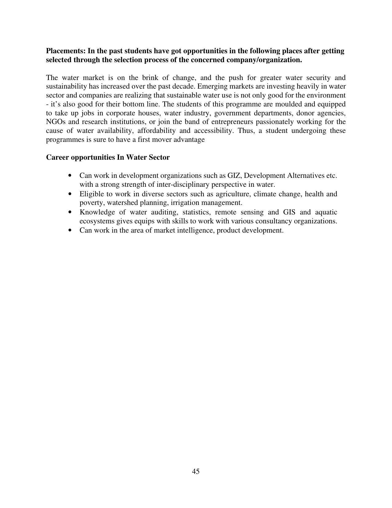 TERI University, Delhi Information Brochure Prospectus 2021-22 - Page 45