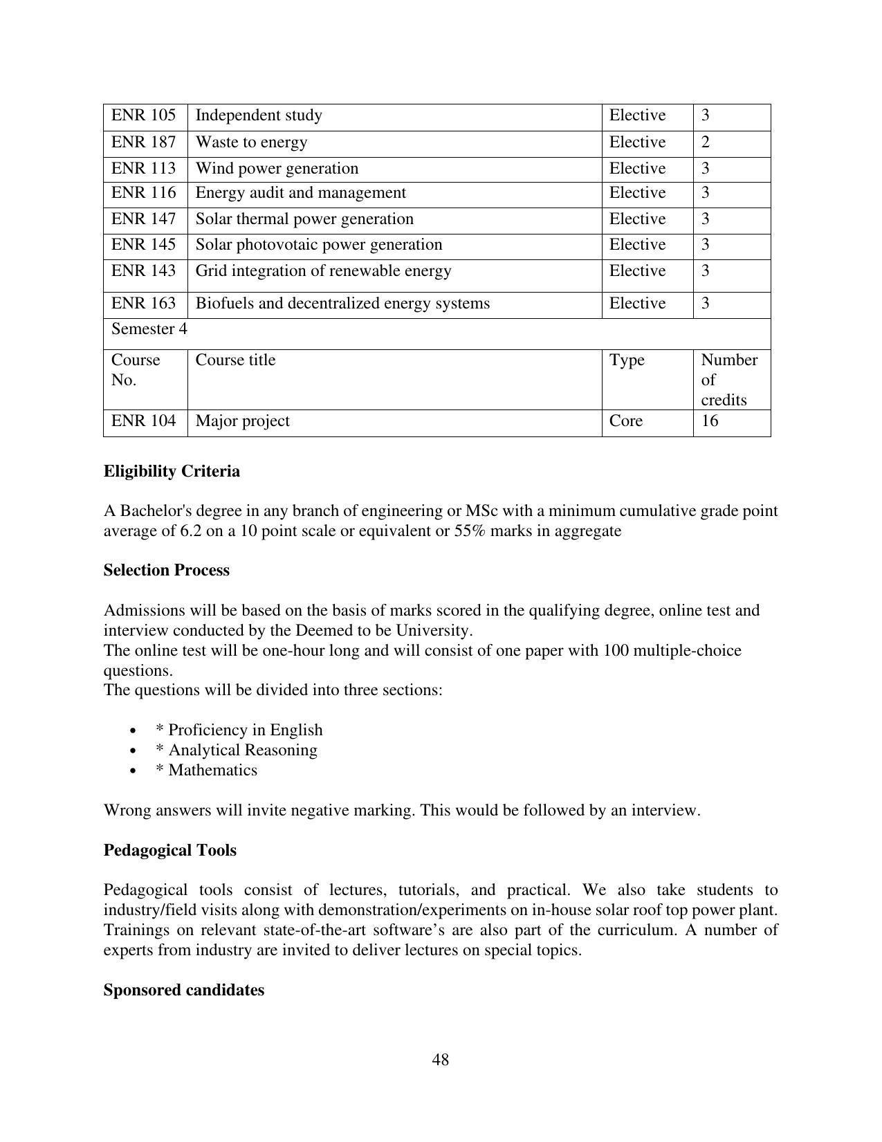 TERI University, Delhi Information Brochure Prospectus 2021-22 - Page 48