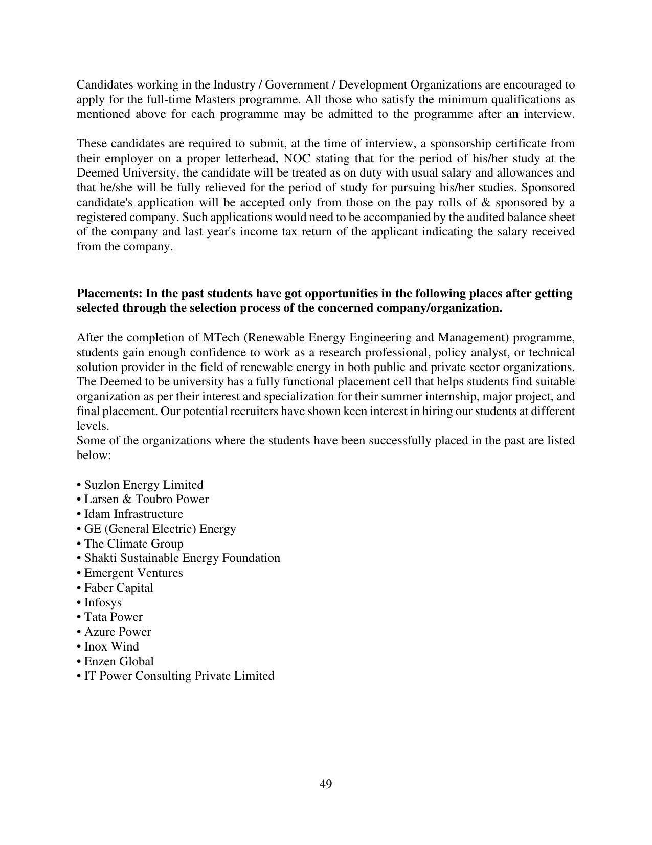 TERI University, Delhi Information Brochure Prospectus 2021-22 - Page 49