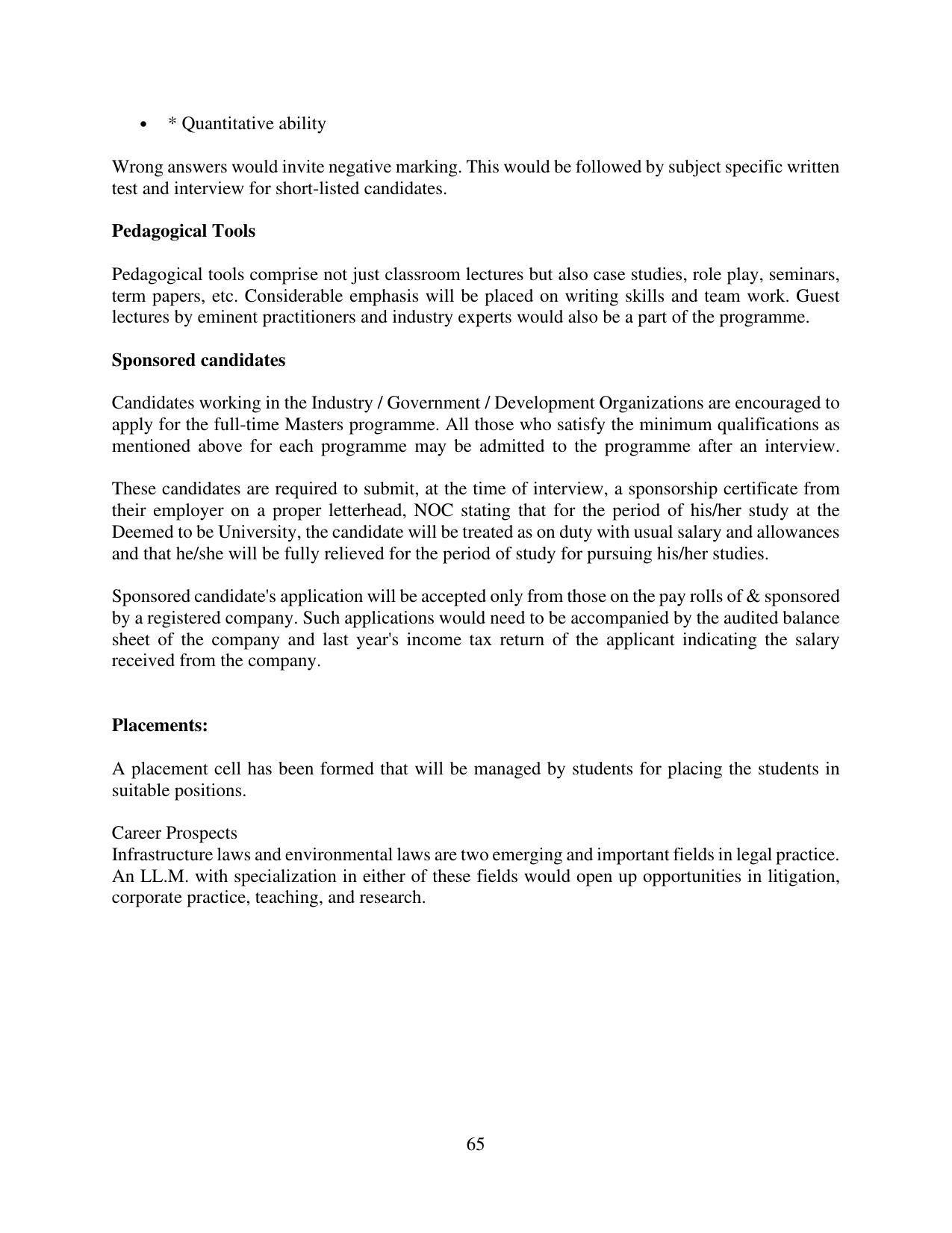 TERI University, Delhi Information Brochure Prospectus 2021-22 - Page 65