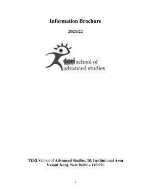 TERI University, Delhi Information Brochure Prospectus 2021-22
