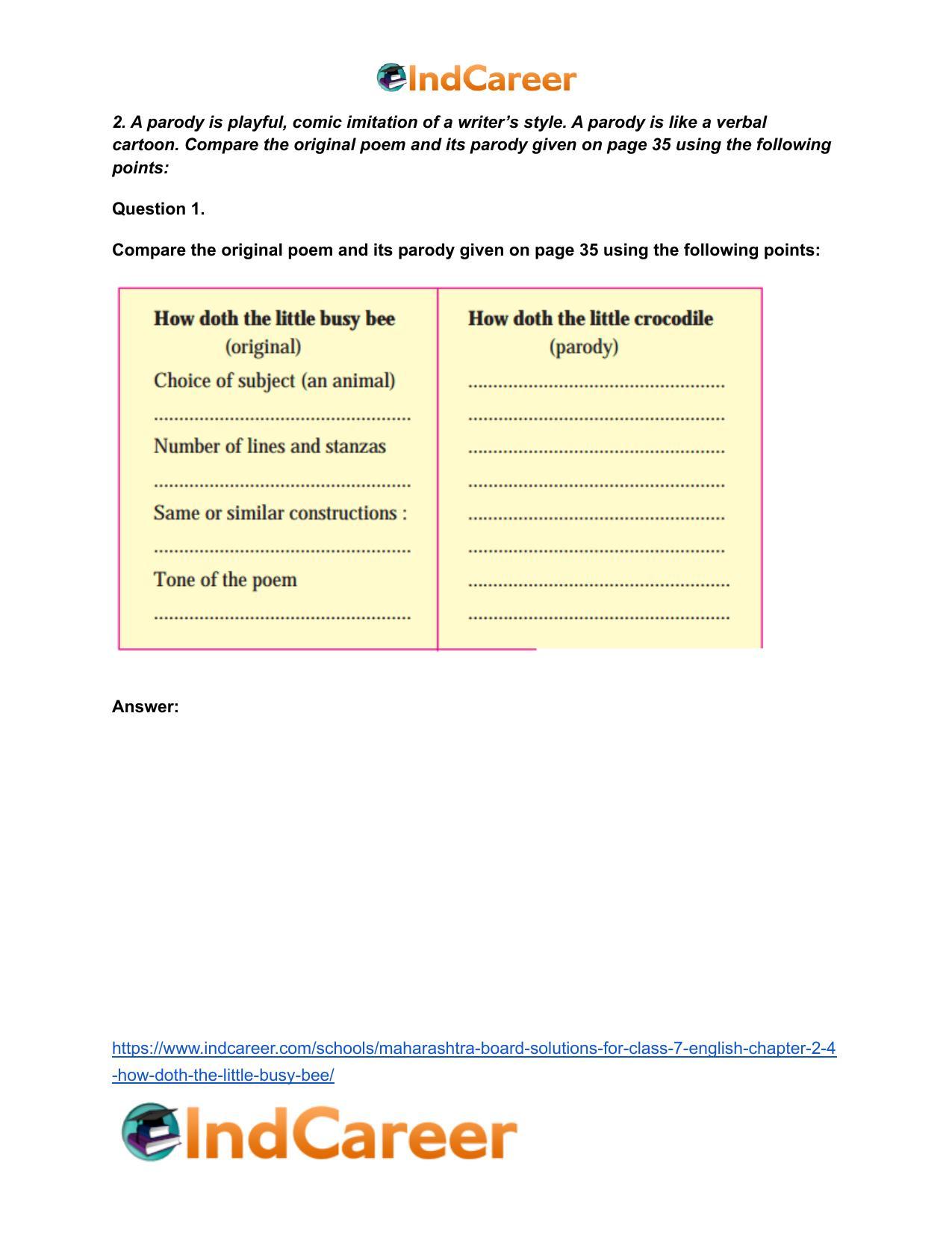 Maharashtra Board Solutions for Class 7- English: Chapter 2.4- How Doth the Little Busy Bee - Page 3