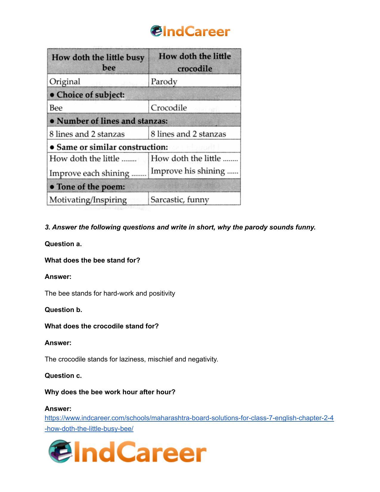 Maharashtra Board Solutions for Class 7- English: Chapter 2.4- How Doth the Little Busy Bee - Page 4