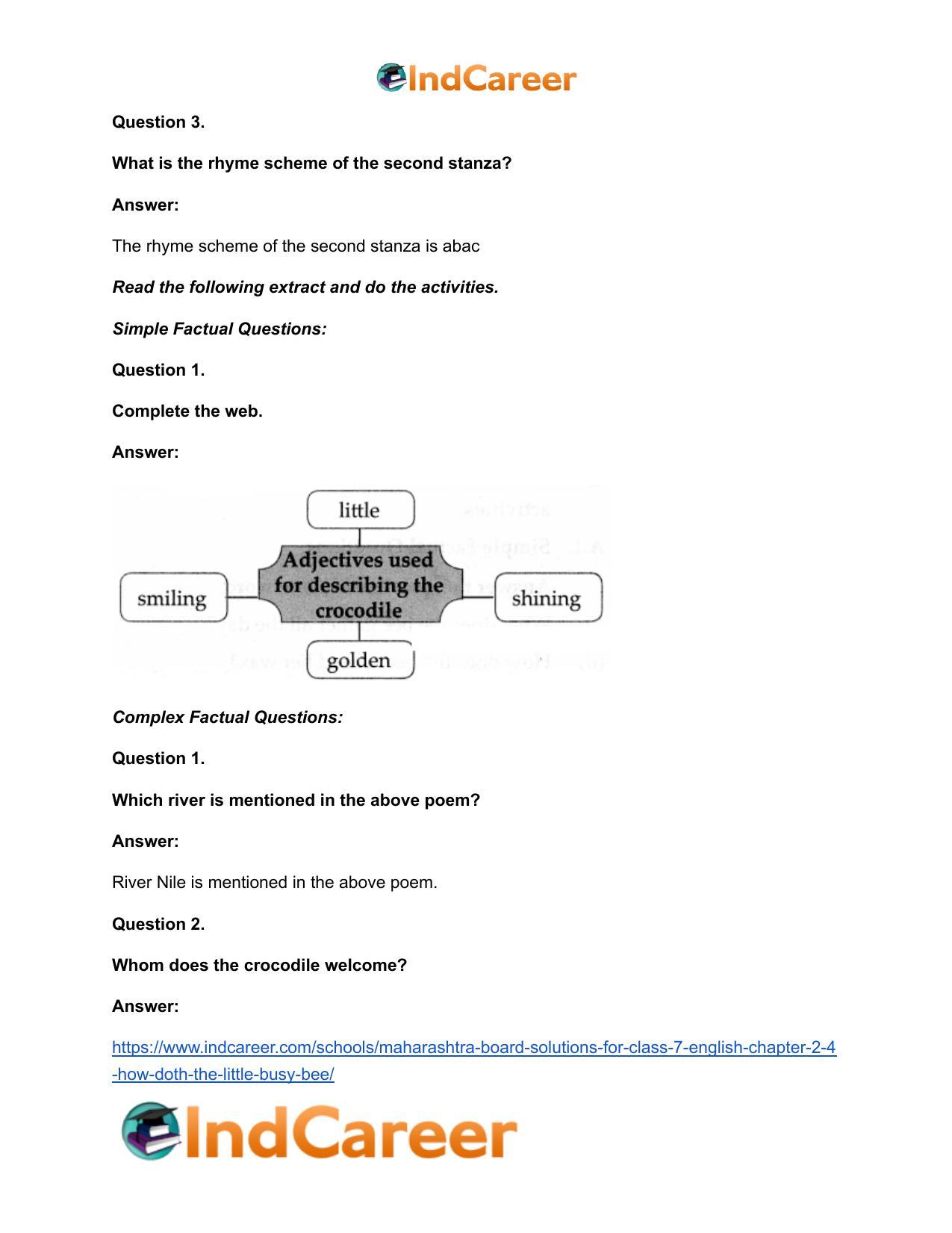 Maharashtra Board Solutions for Class 7- English: Chapter 2.4- How Doth the Little Busy Bee - Page 9
