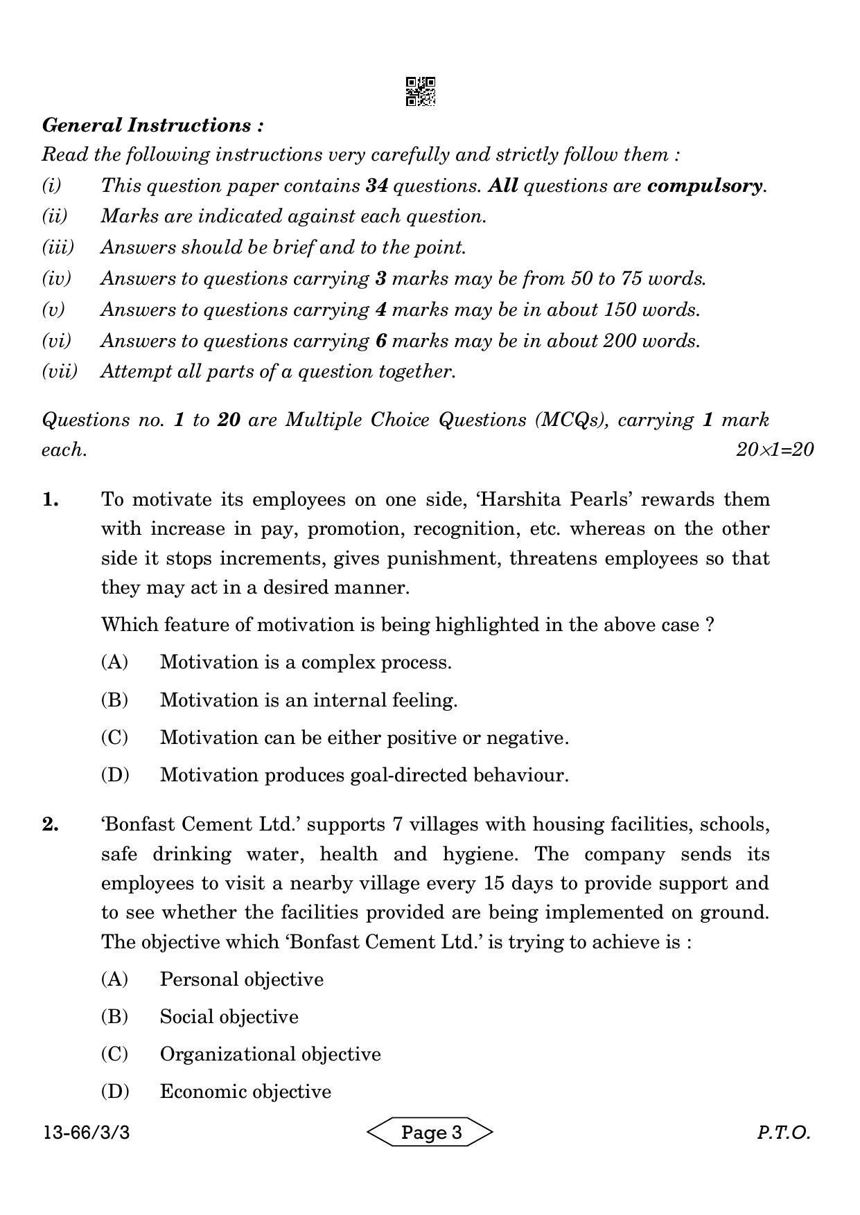 CBSE Class 12 3-3 Bussiness Studies 2024 Question Paper - Page 3