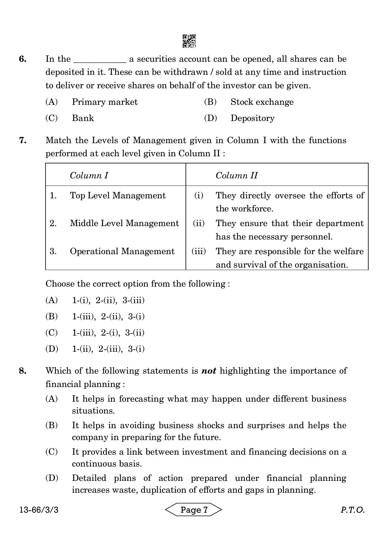 CBSE Class 12 3-3 Bussiness Studies 2024 Question Paper - Page 7