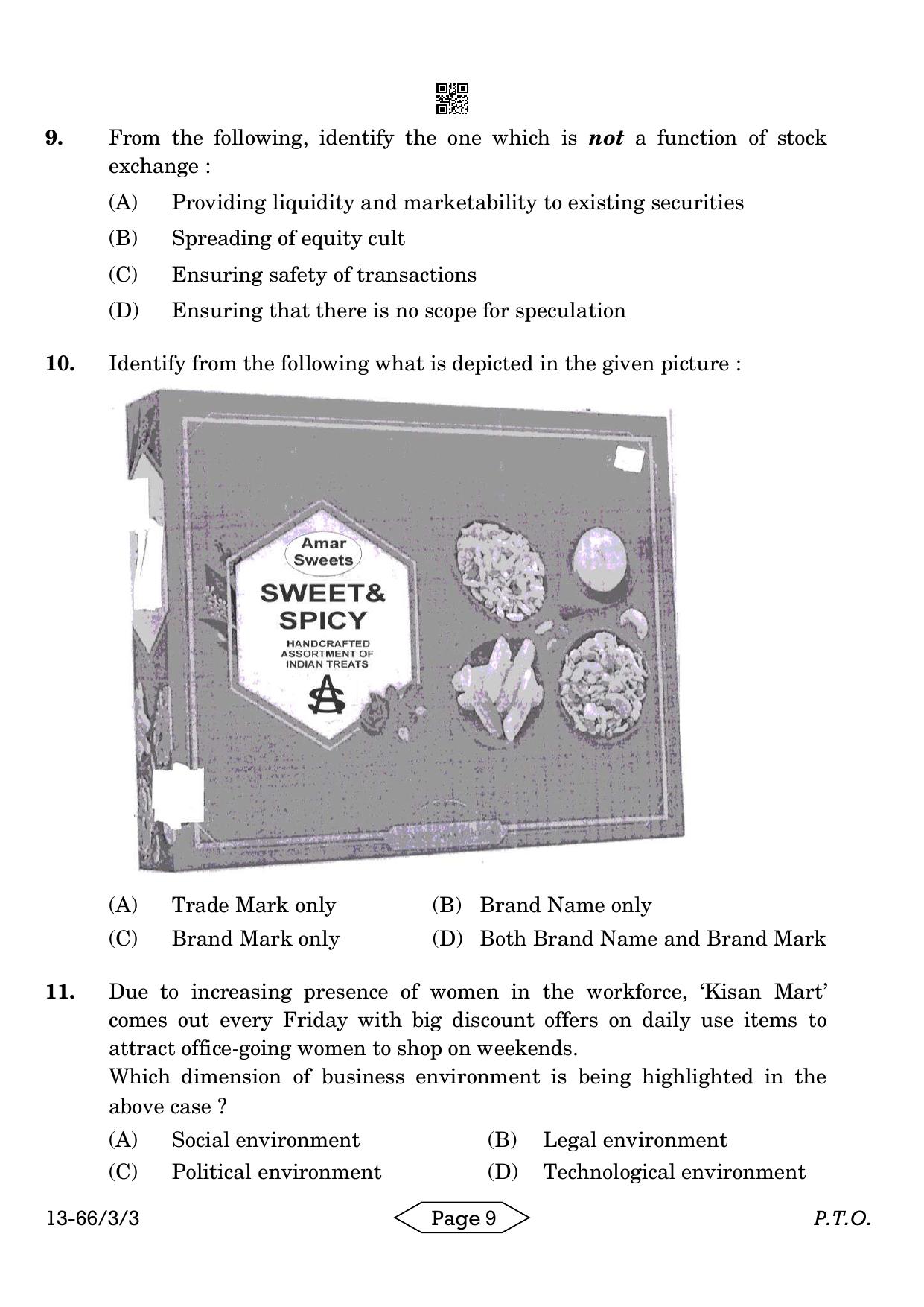CBSE Class 12 3-3 Bussiness Studies 2024 Question Paper - Page 9