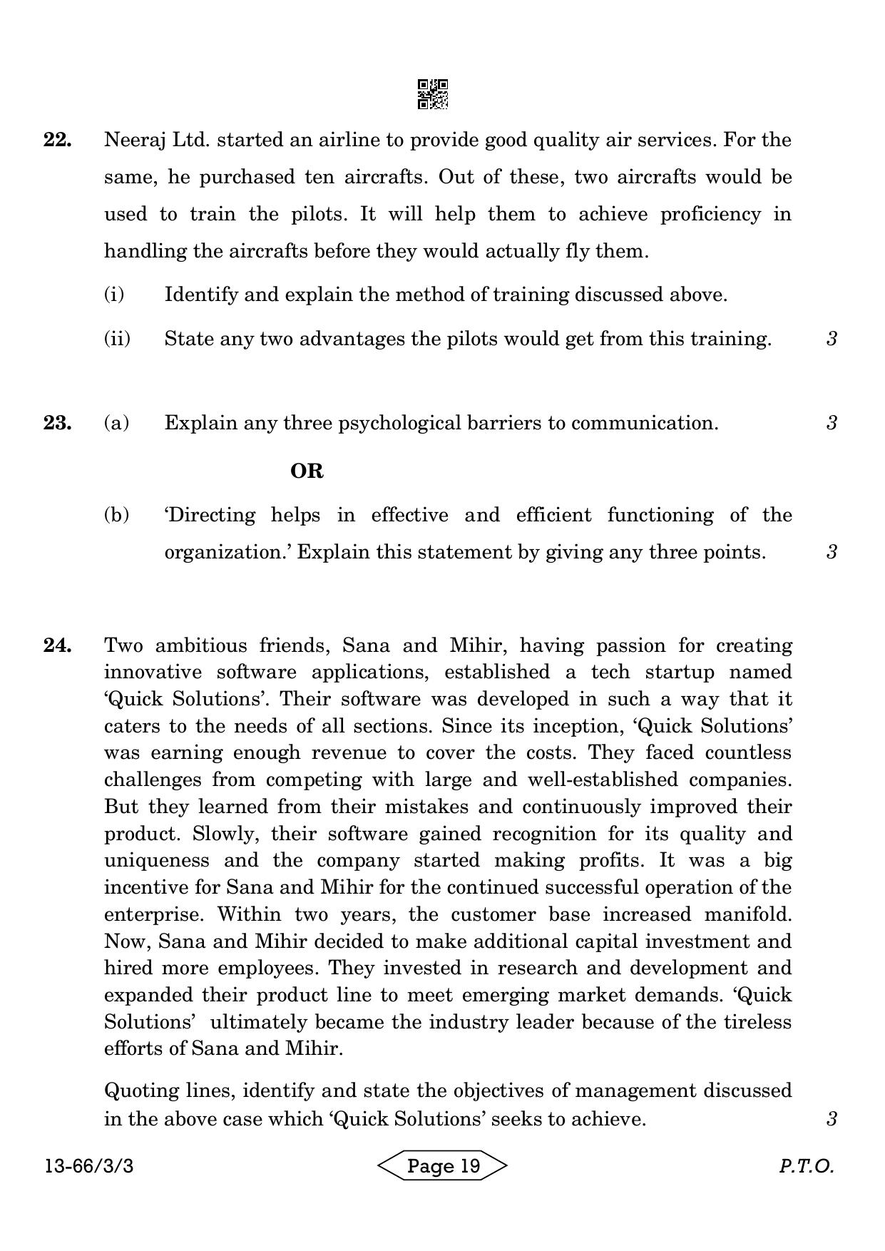 CBSE Class 12 3-3 Bussiness Studies 2024 Question Paper - Page 19