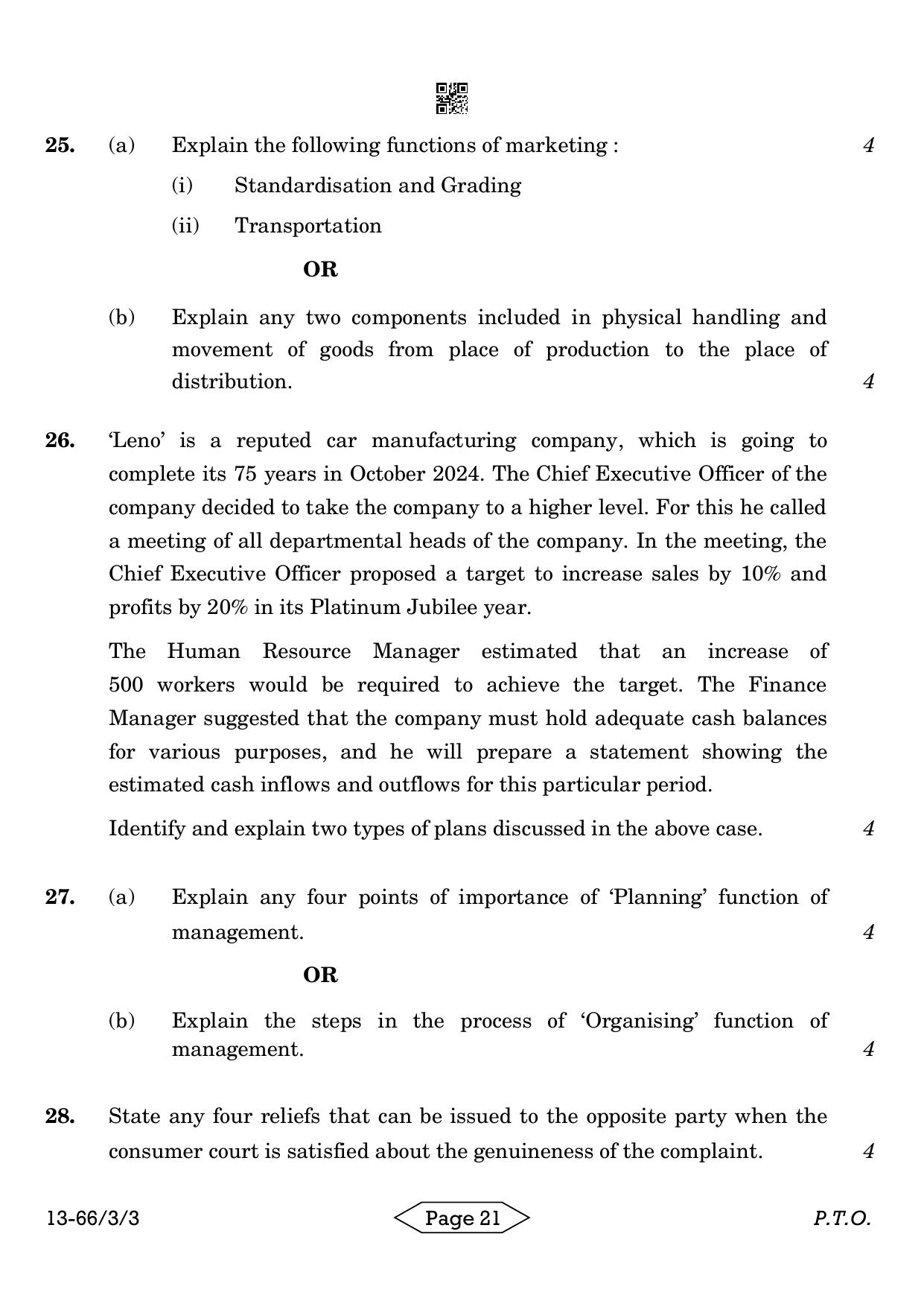 CBSE Class 12 3-3 Bussiness Studies 2024 Question Paper - Page 21