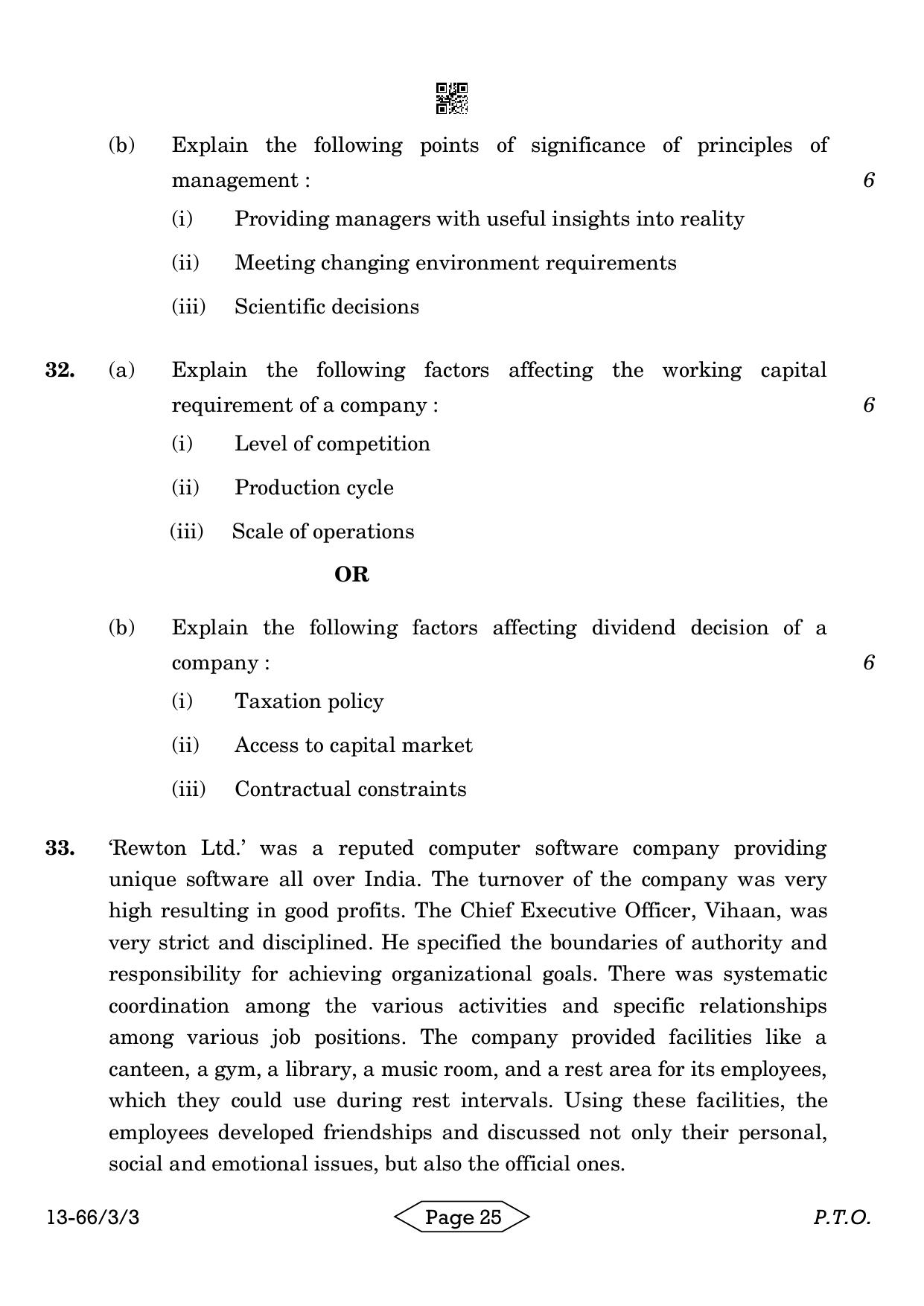 CBSE Class 12 3-3 Bussiness Studies 2024 Question Paper - Page 25