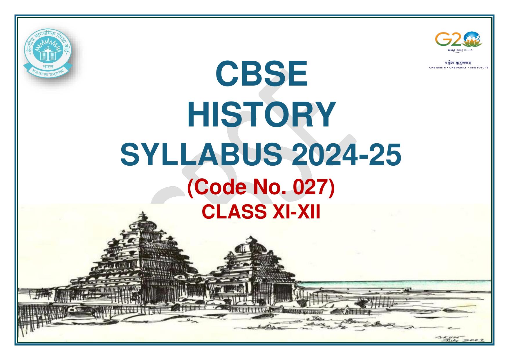 CBSE Class 11 & 12 Syllabus 2022-23 - History - Page 1