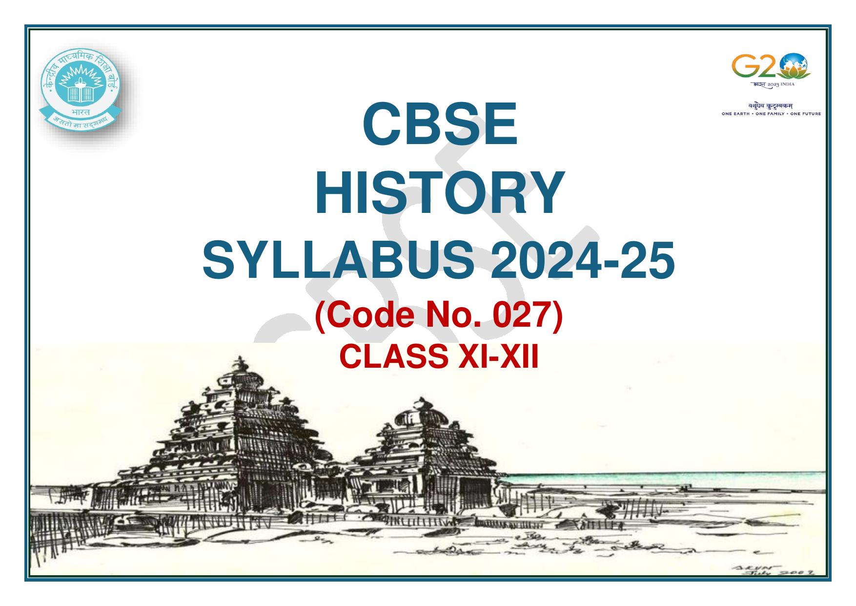 CBSE Class 11 & 12 History Syllabus - Page 1
