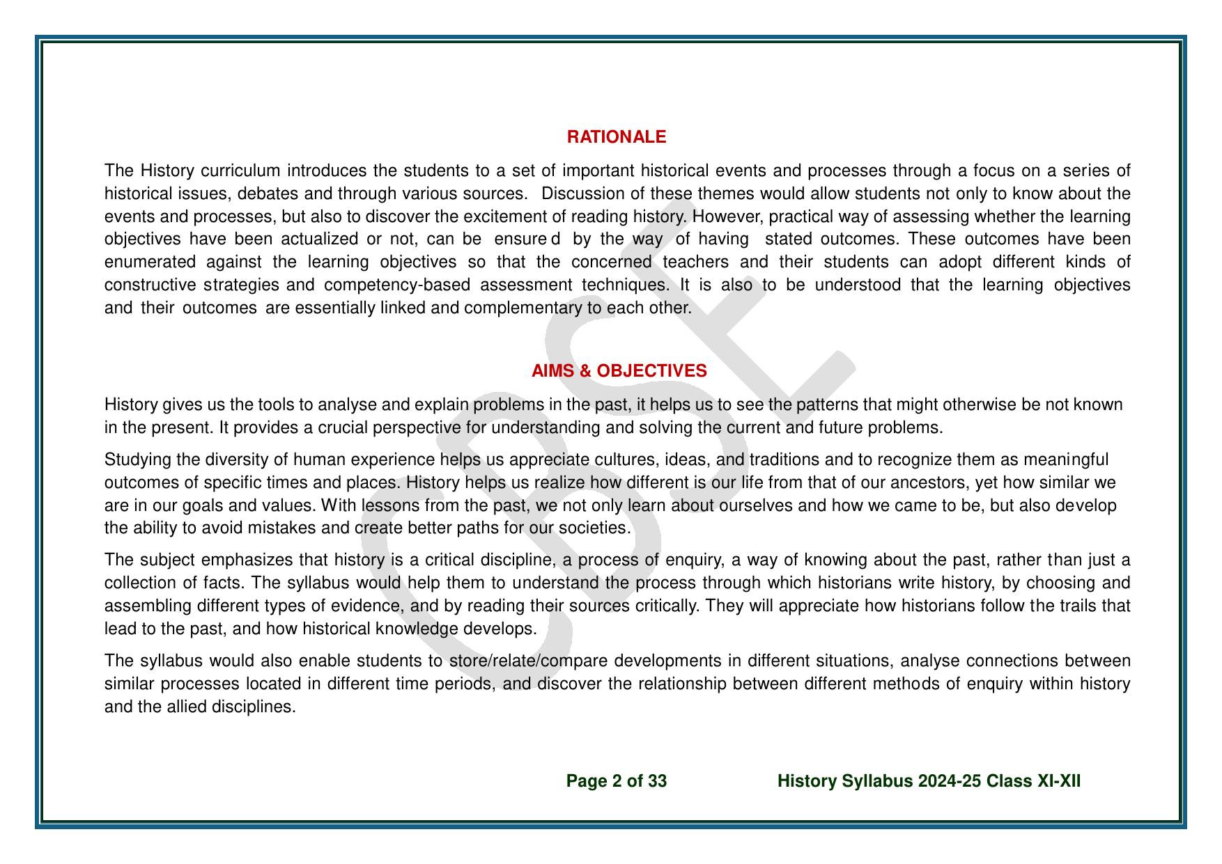 CBSE Class 11 & 12 History Syllabus - Page 3