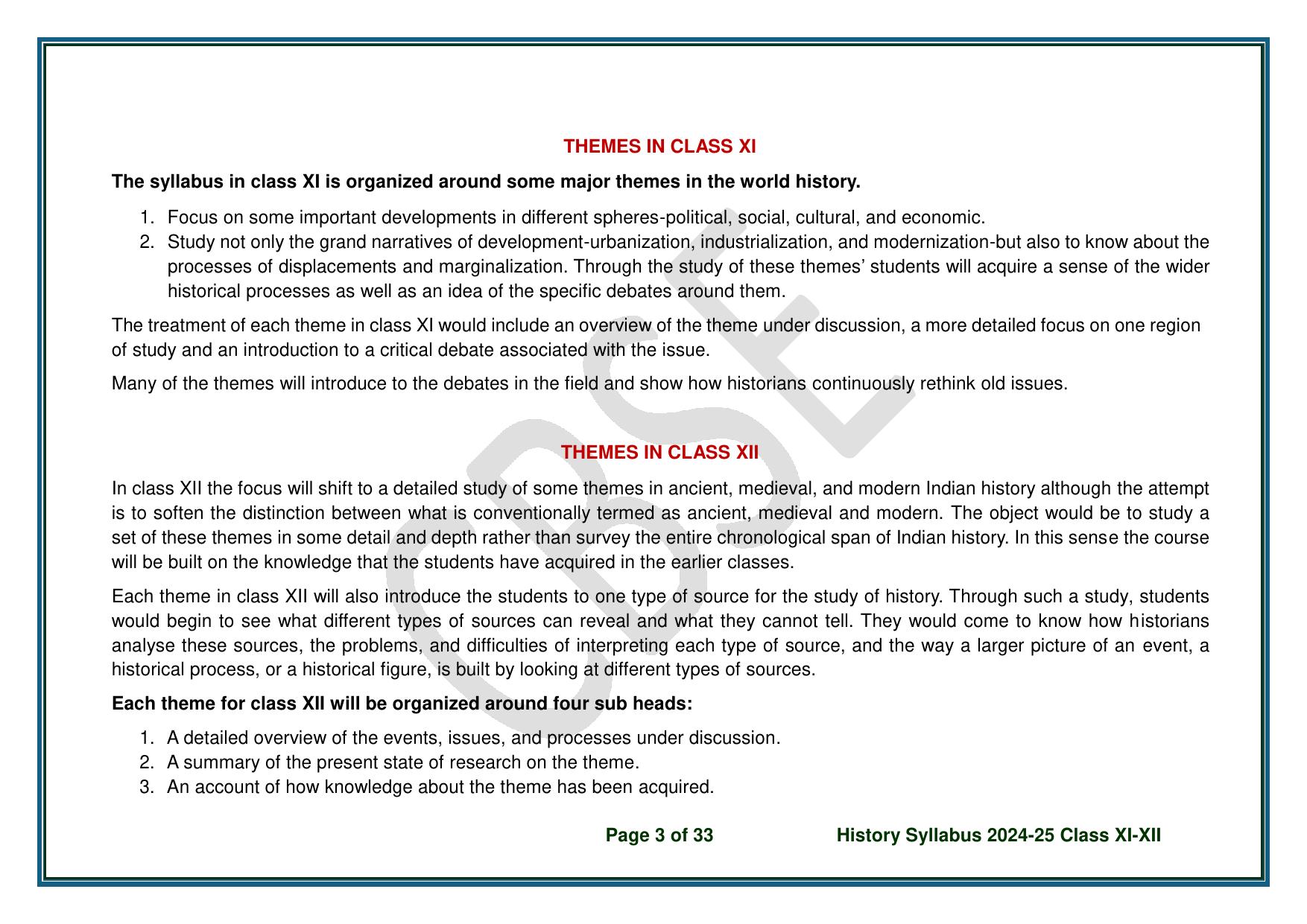 CBSE Class 11 & 12 History Syllabus - Page 4