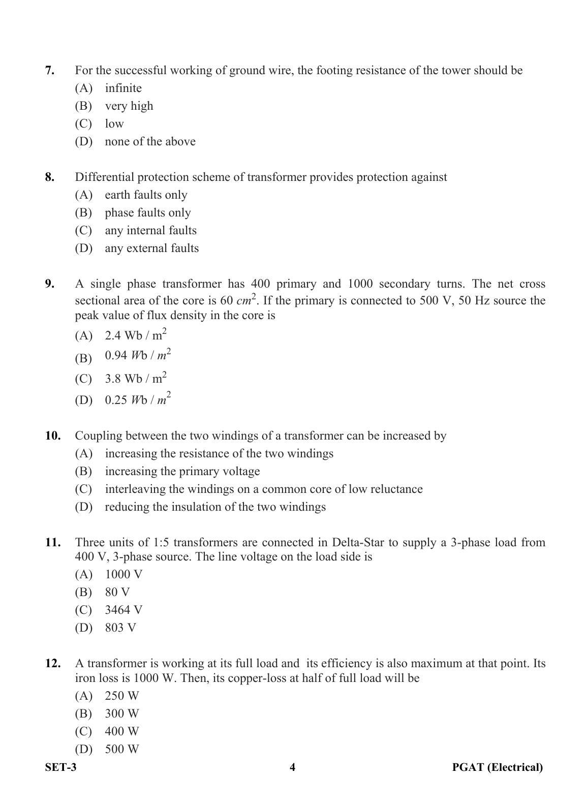 OJEE PGAT 2013 Electrical Set 3 Question Paper - Page 3