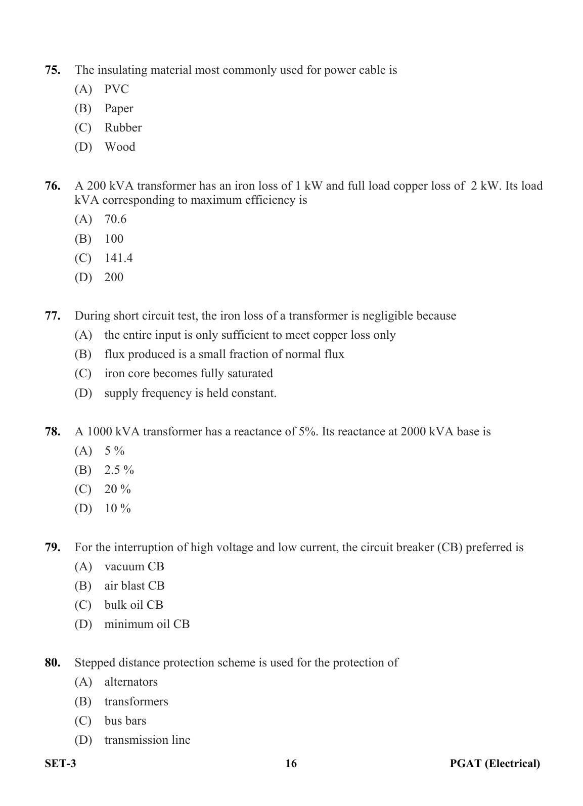 OJEE PGAT 2013 Electrical Set 3 Question Paper - Page 15