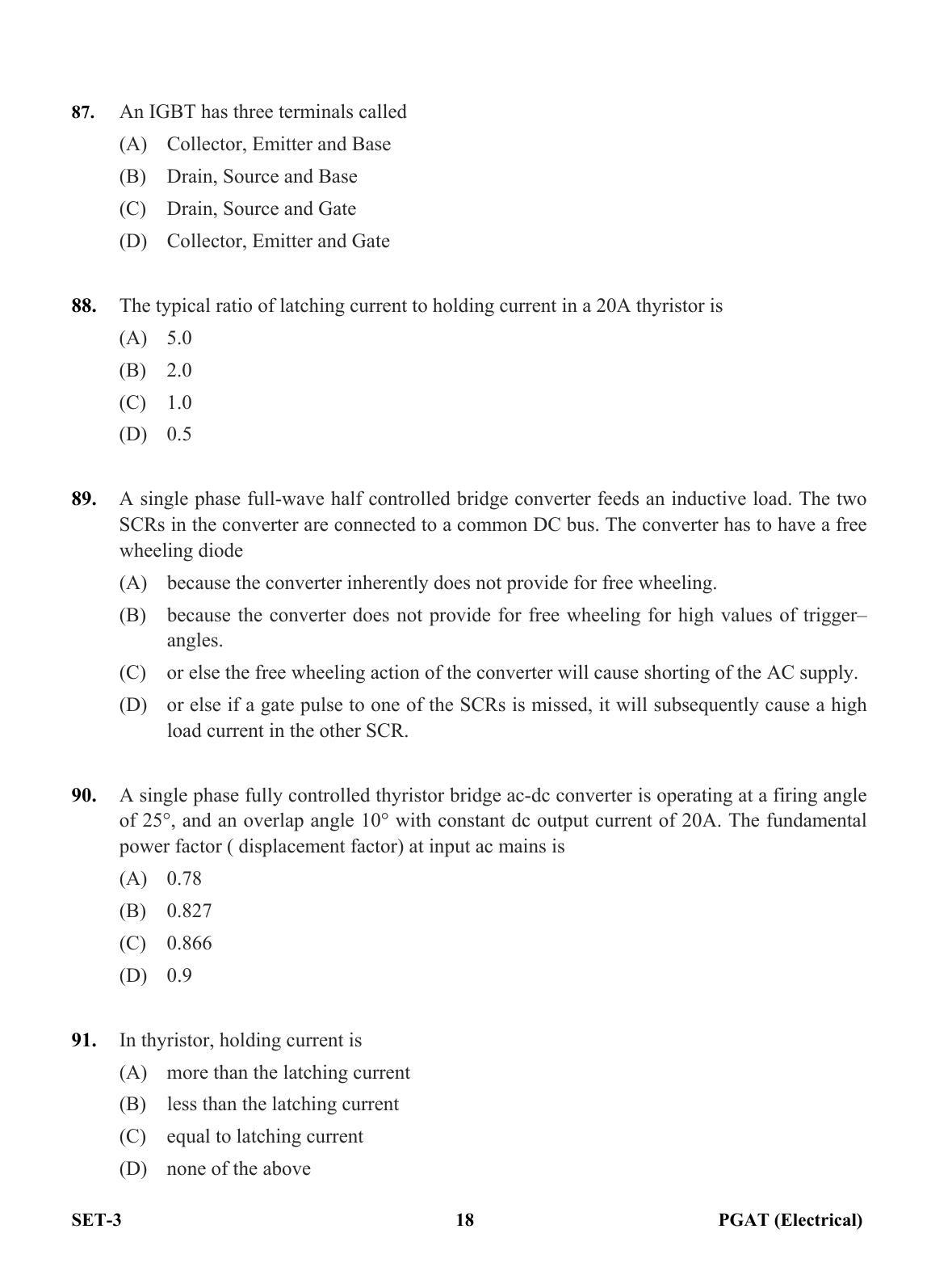 OJEE PGAT 2013 Electrical Set 3 Question Paper - Page 17