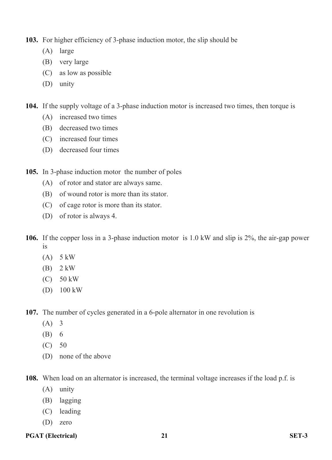 OJEE PGAT 2013 Electrical Set 3 Question Paper - Page 20