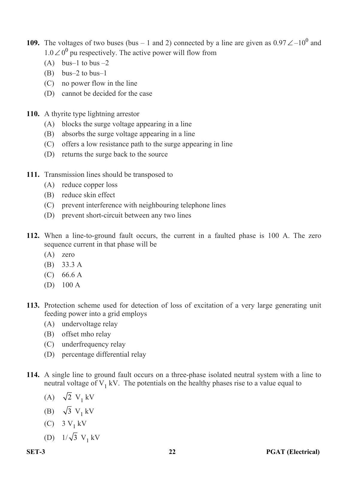 OJEE PGAT 2013 Electrical Set 3 Question Paper - Page 21