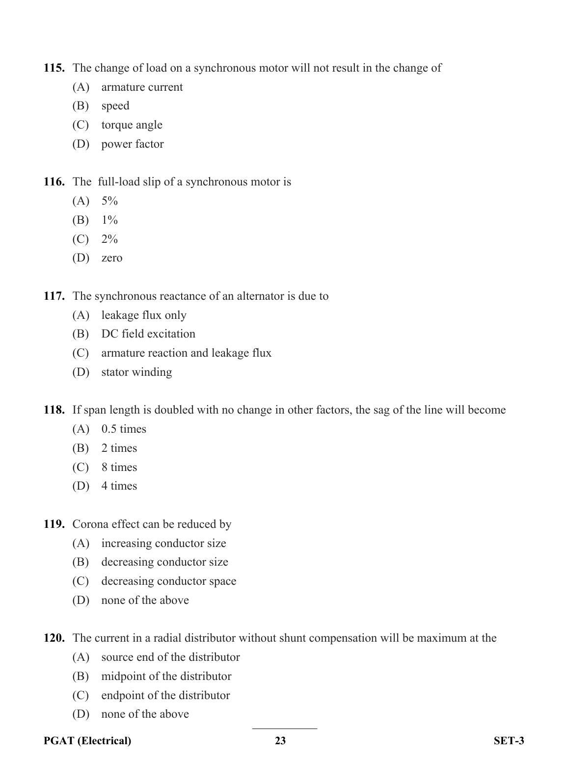 OJEE PGAT 2013 Electrical Set 3 Question Paper - Page 22