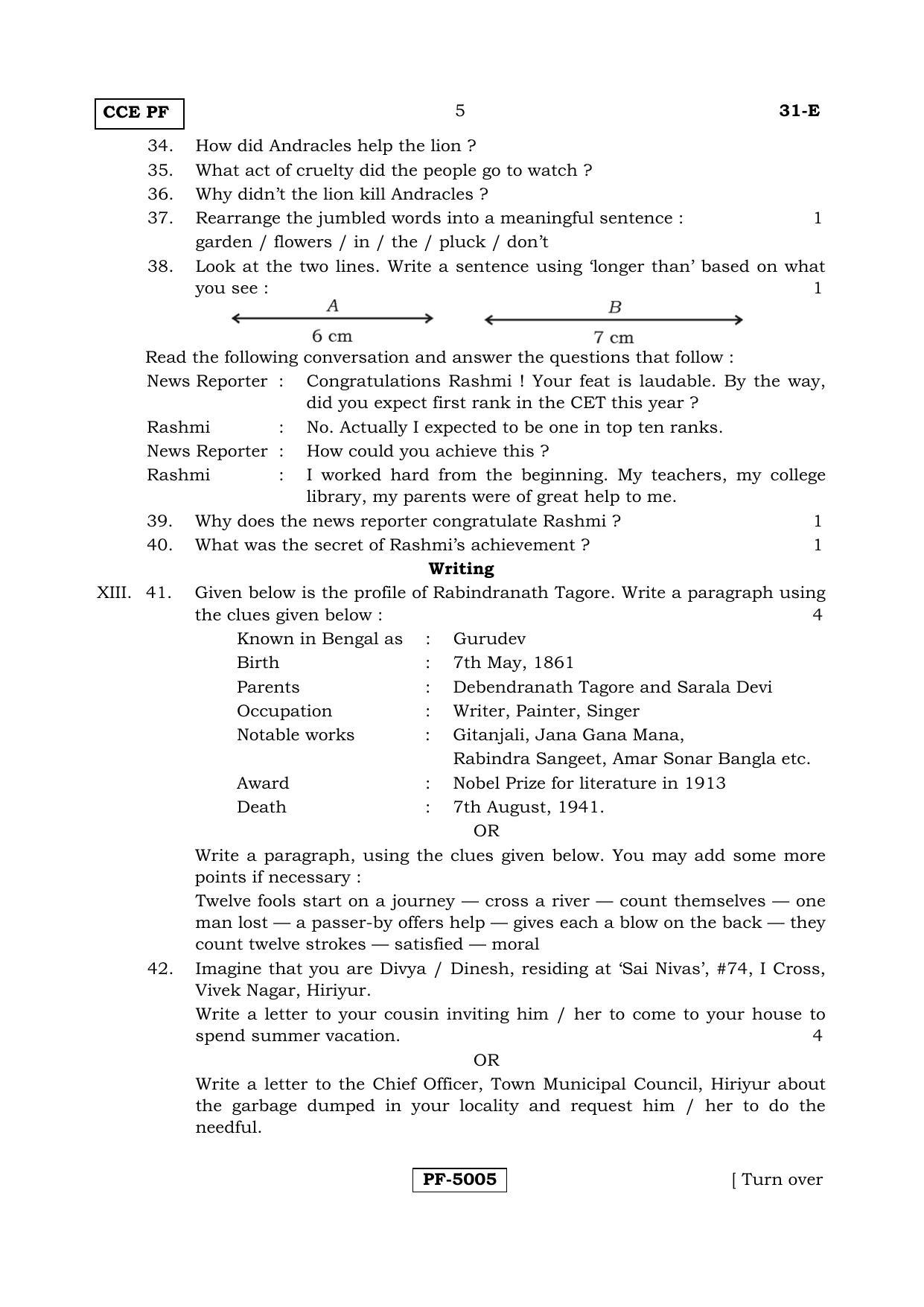 Karnataka SSLC English - Second Language - ENGLISH (31-E-CCE PF REVISED_23) April 2018 Question Paper - Page 5