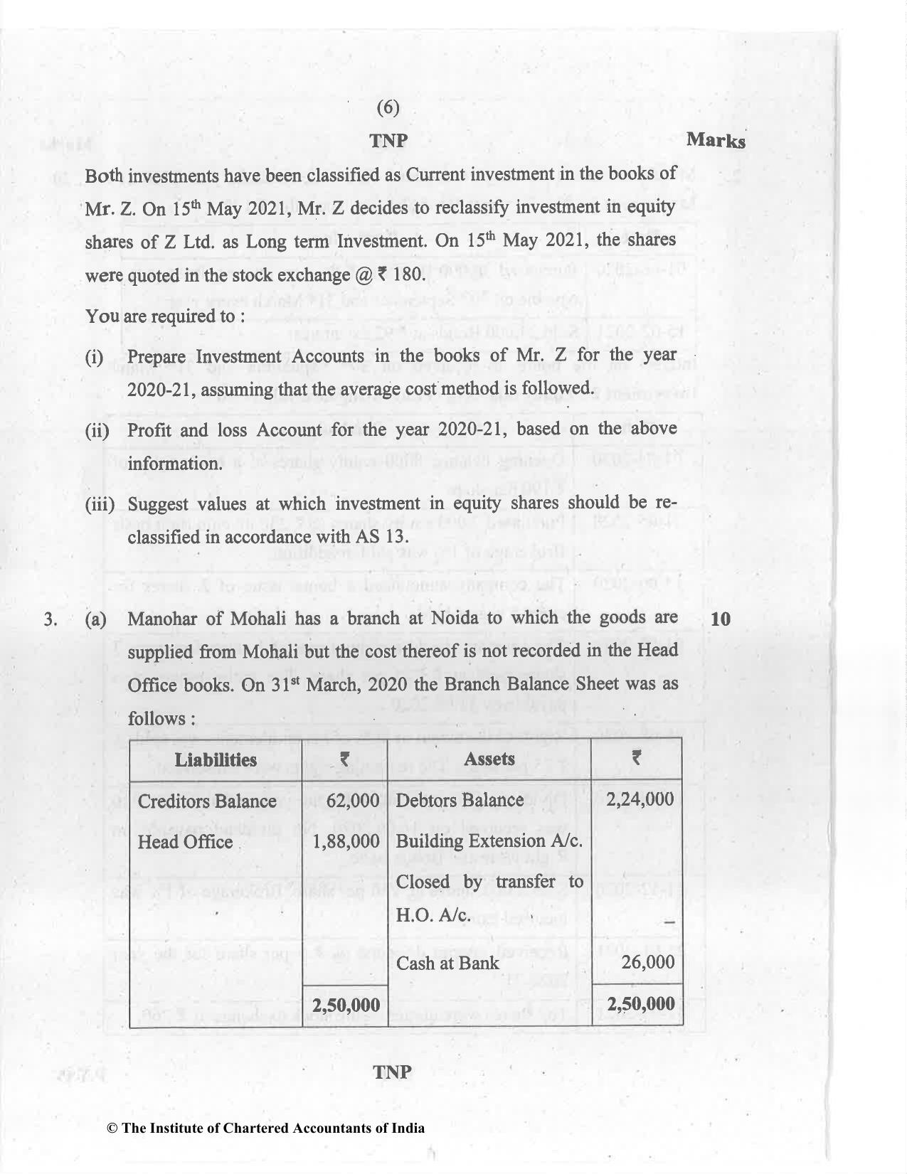 CA Inter Jul 2021 Question Paper - Paper 1 – Accounting - Page 6
