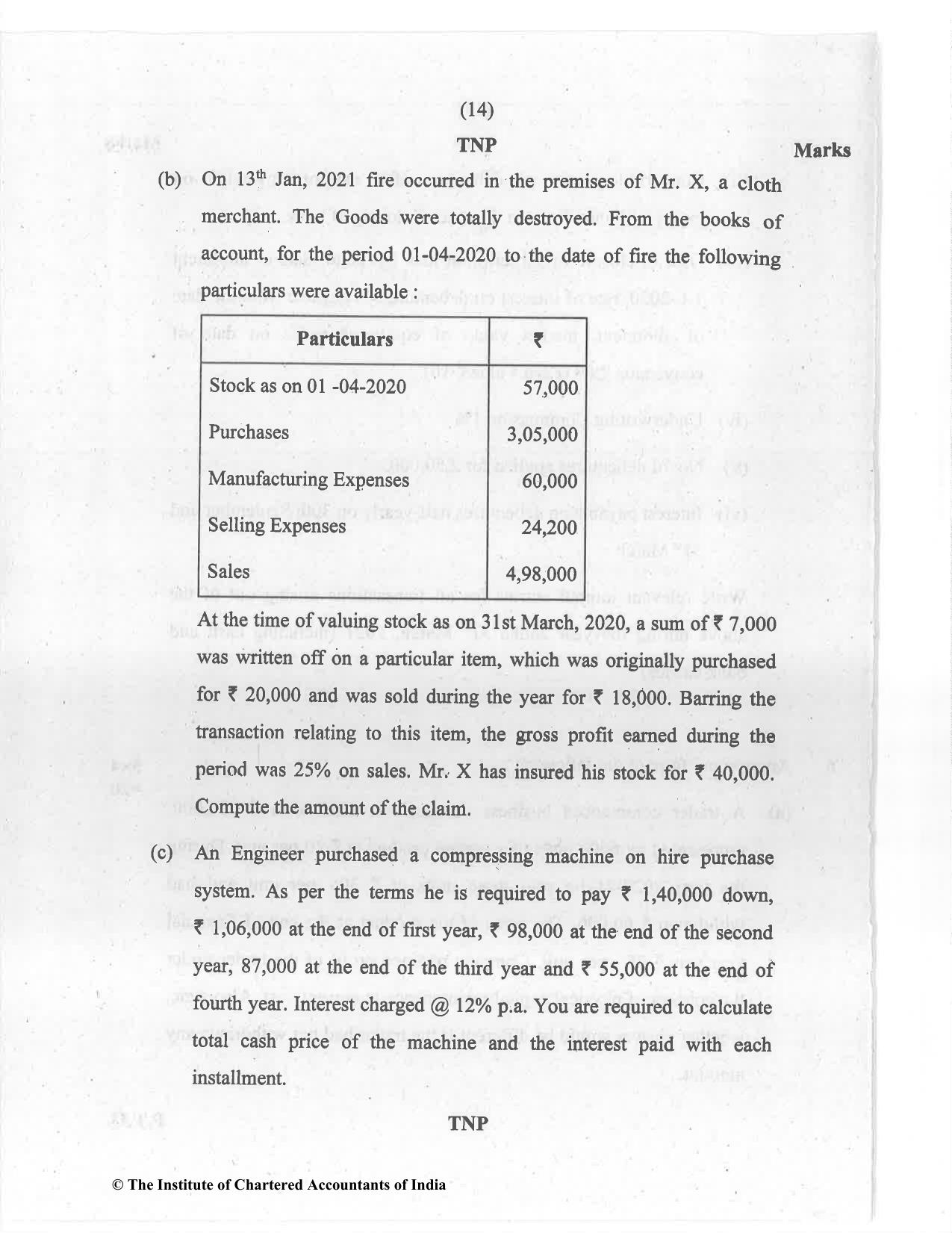 CA Inter Jul 2021 Question Paper - Paper 1 – Accounting - Page 14