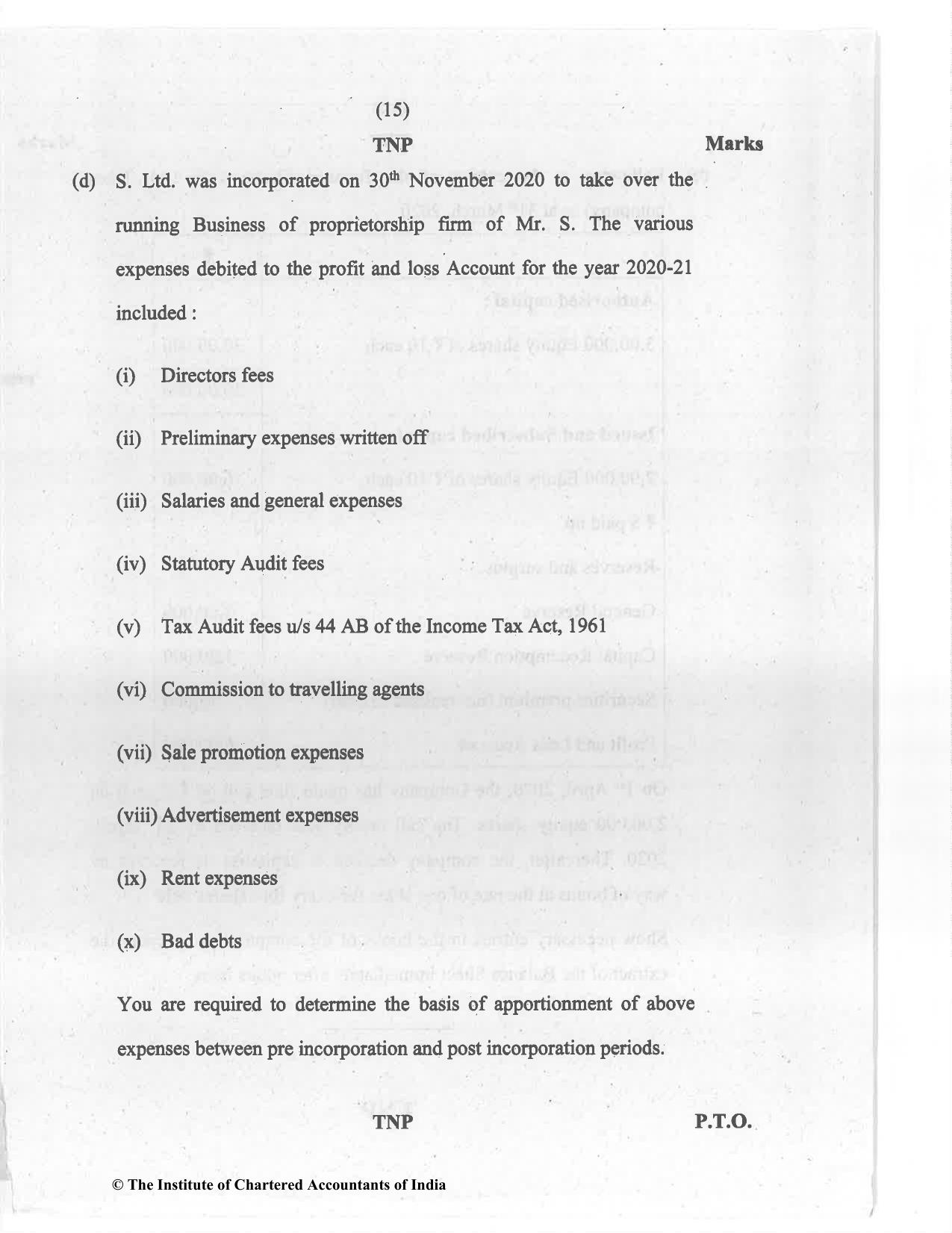 CA Inter Jul 2021 Question Paper - Paper 1 – Accounting - Page 15